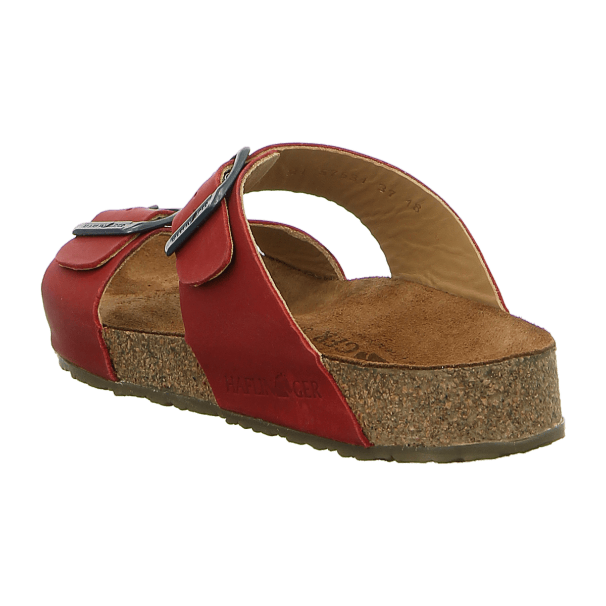 Haflinger Bio Andrea Women's Leather Sandals Red Madras Cork Footbed