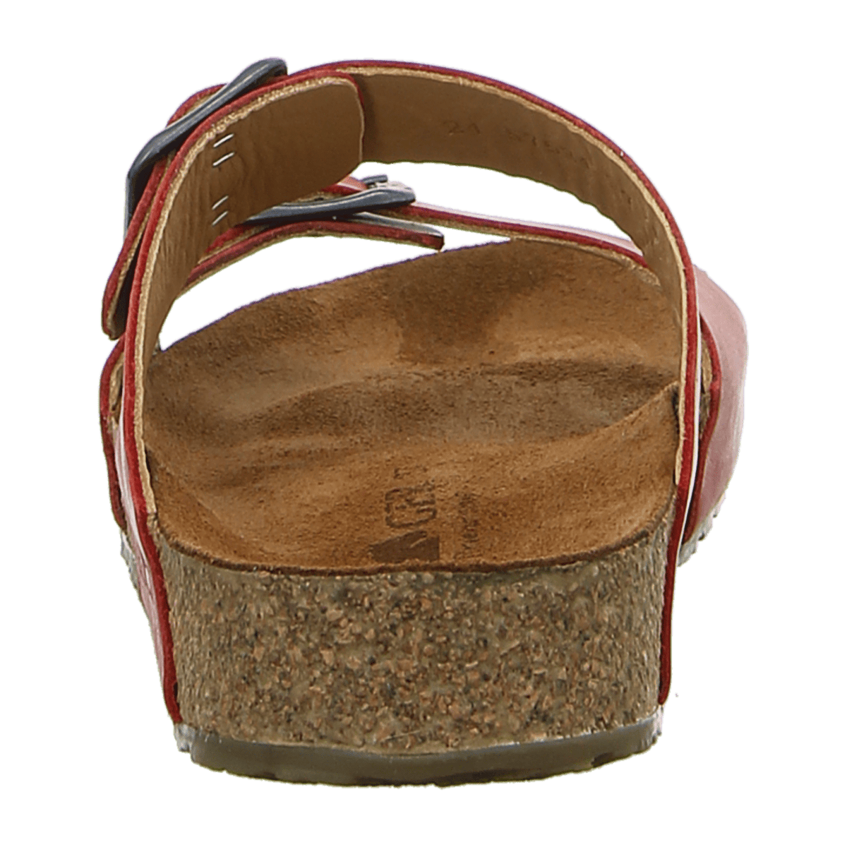 Haflinger Bio Andrea Women's Leather Sandals Red Madras Cork Footbed