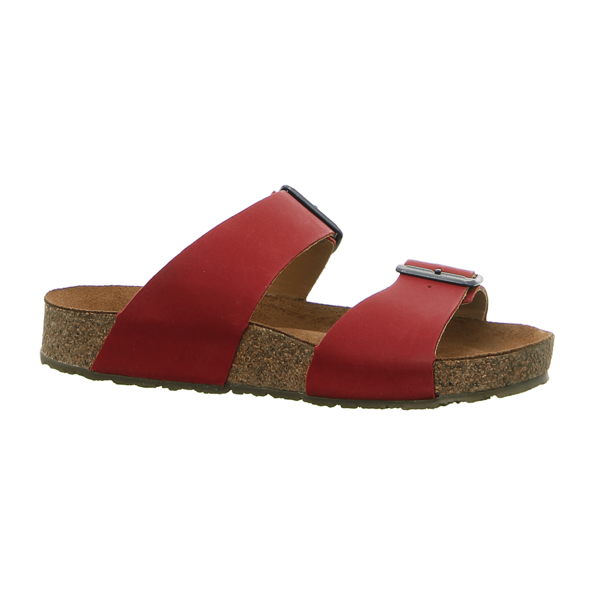 Haflinger Bio Andrea Women's Leather Sandals Red Madras Cork Footbed