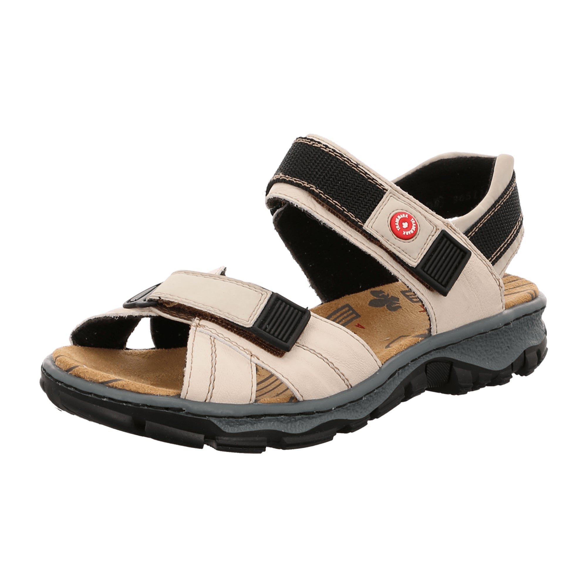 Rieker Women's Beige Sling Back Sandals with Velcro Strap and Cushioned Sole
