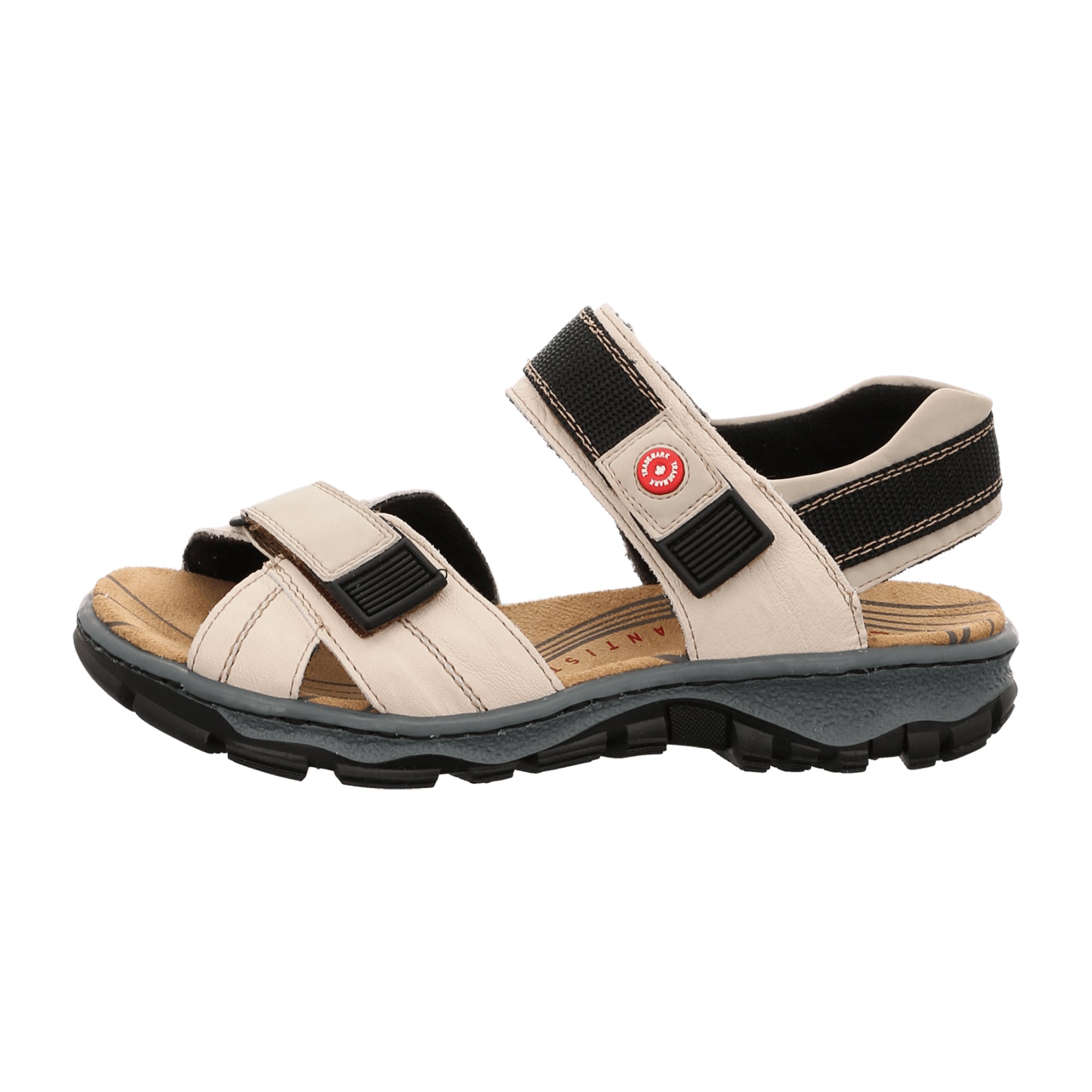 Rieker Women's Beige Sling Back Sandals with Velcro Strap and Cushioned Sole