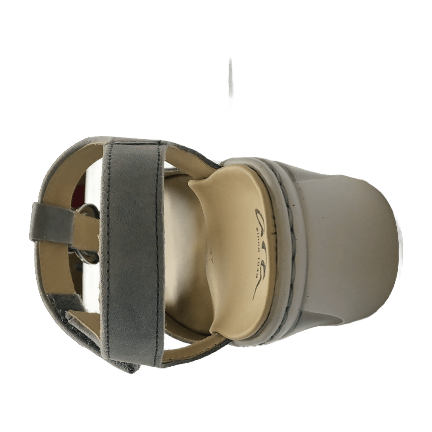 ARA COLMAR Women's Nubuck Leather T-Strap Sandals with Hook-and-Loop Closure in Grey