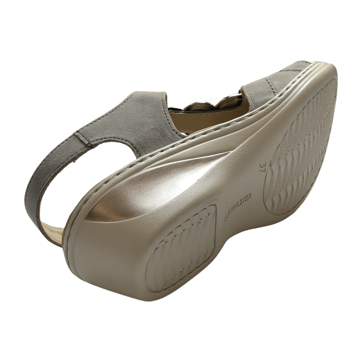 ARA COLMAR Women's Nubuck Leather T-Strap Sandals with Hook-and-Loop Closure in Grey