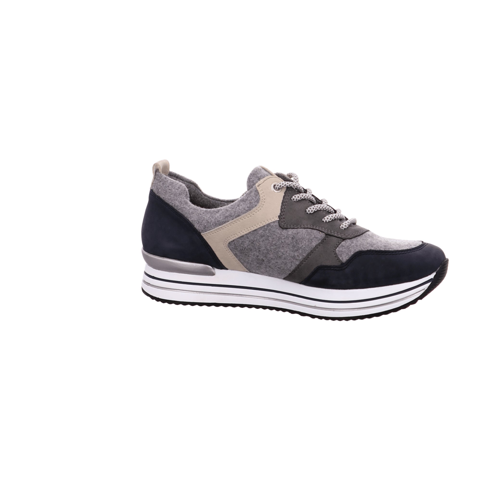 Remonte Women's Grey Comfort Lace-Up Shoes Extra Wide Leather Textile