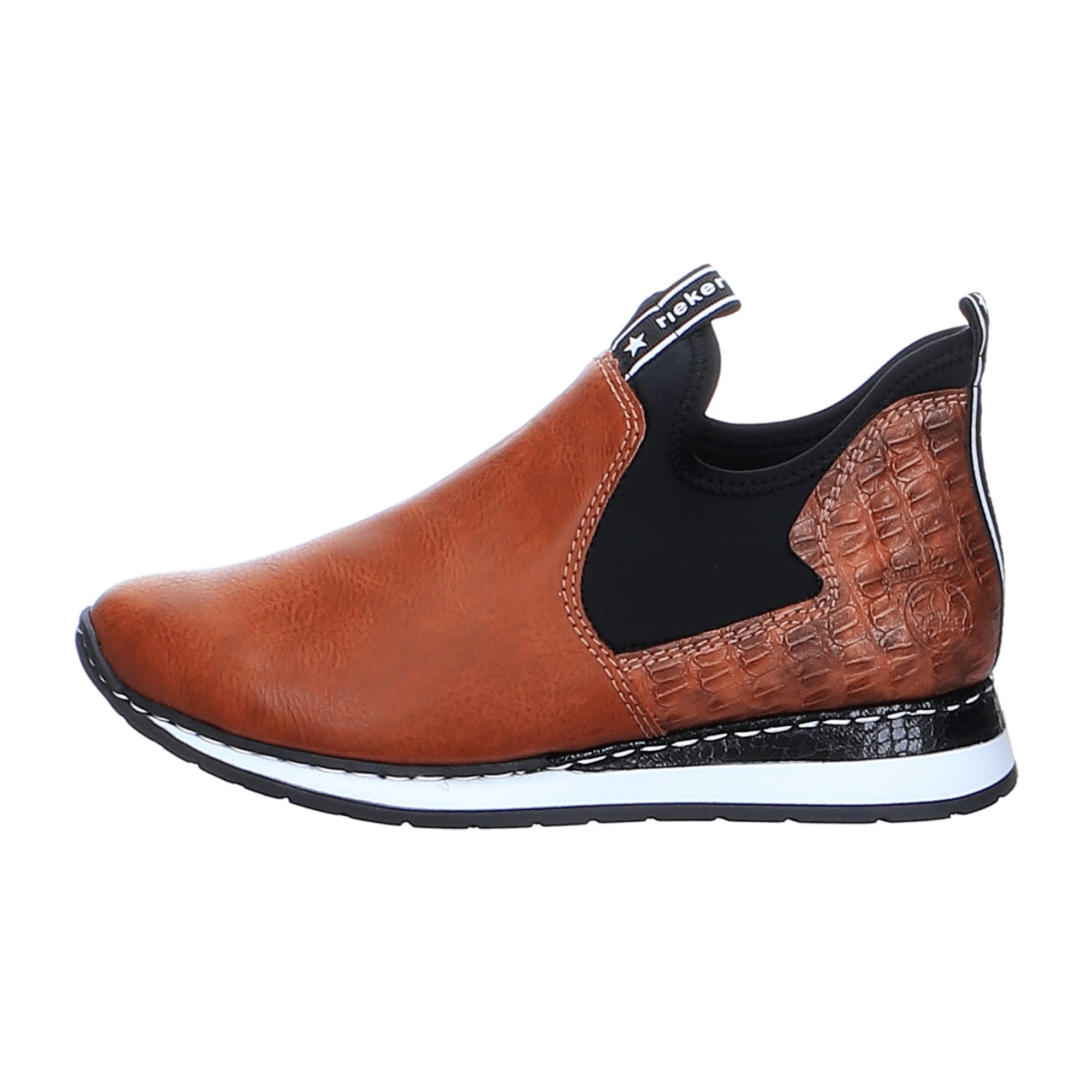 Rieker Brown Ankle Boots with Zipper and Slip-On Design Comfortable Winter Shoes