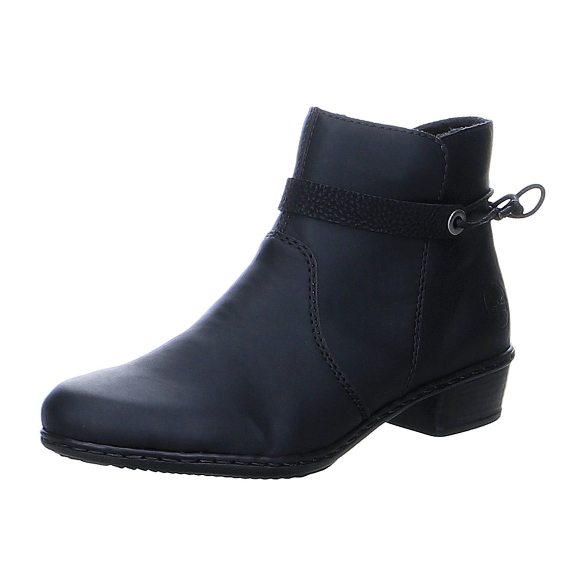 Rieker Black Ankle Boots for Women with Warm Lining and Side Zipper