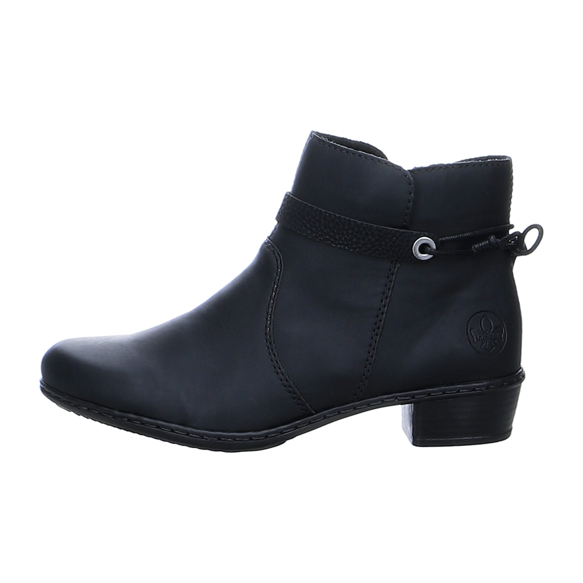 Rieker Black Ankle Boots for Women with Warm Lining and Side Zipper