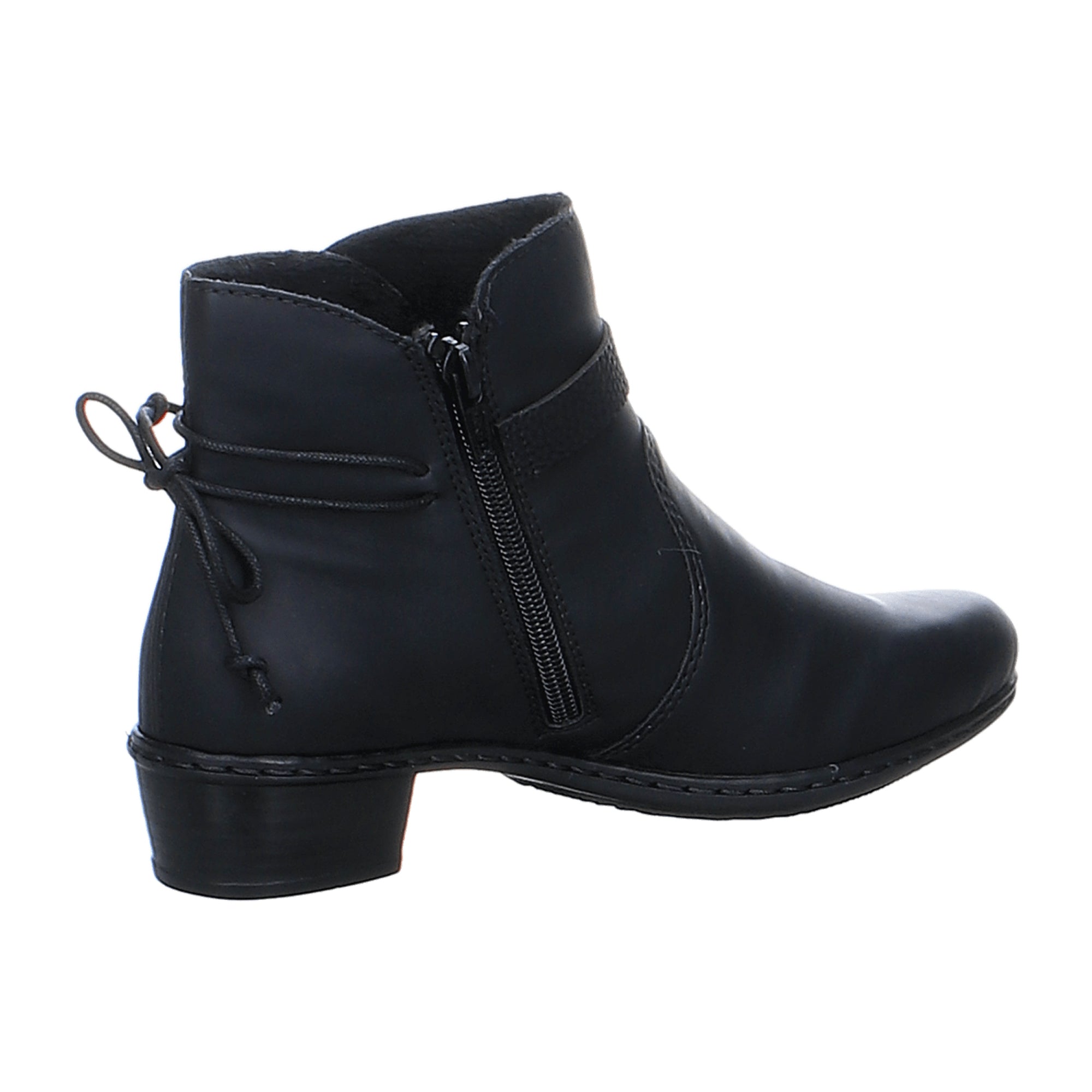 Rieker Black Ankle Boots for Women with Warm Lining and Side Zipper