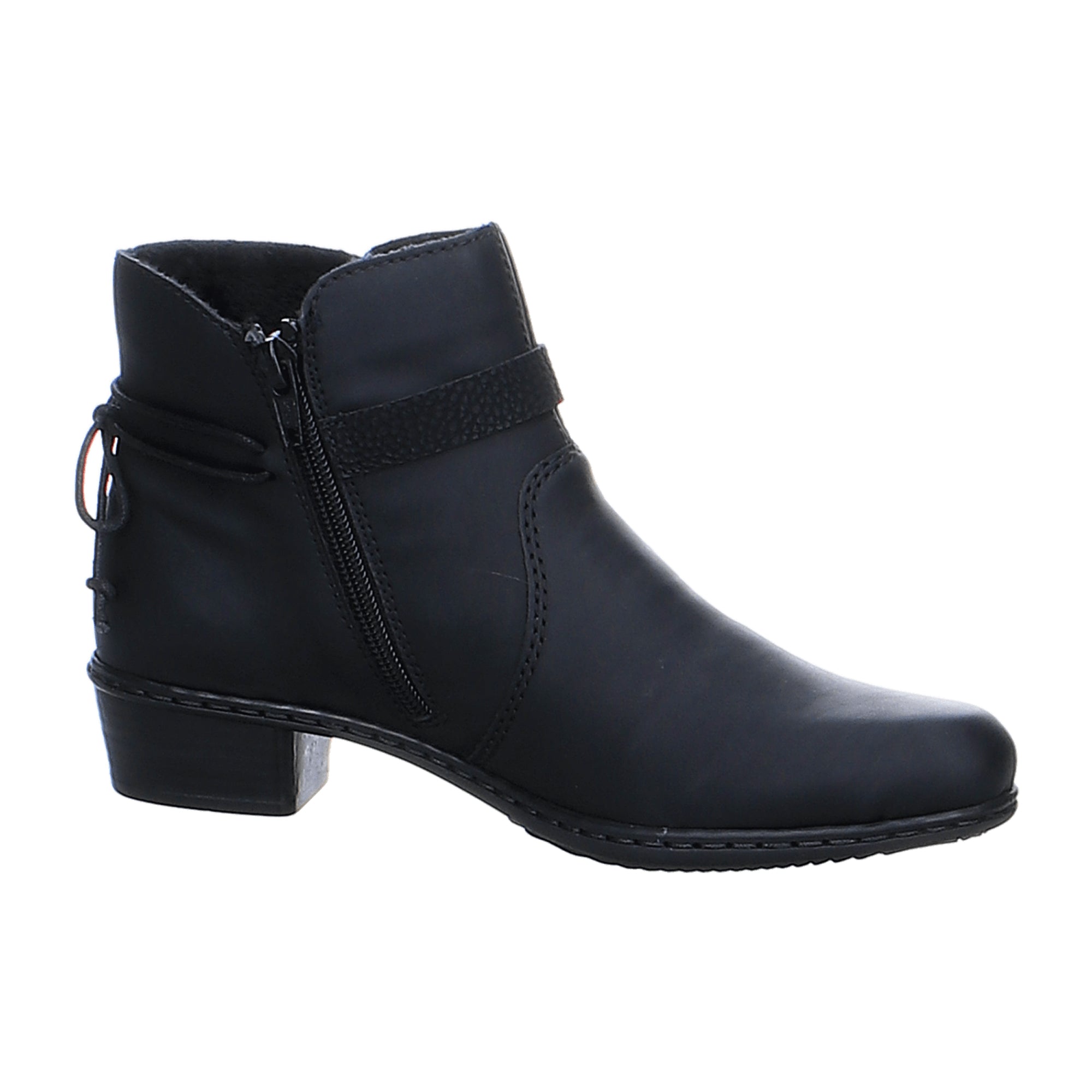 Rieker Black Ankle Boots for Women with Warm Lining and Side Zipper