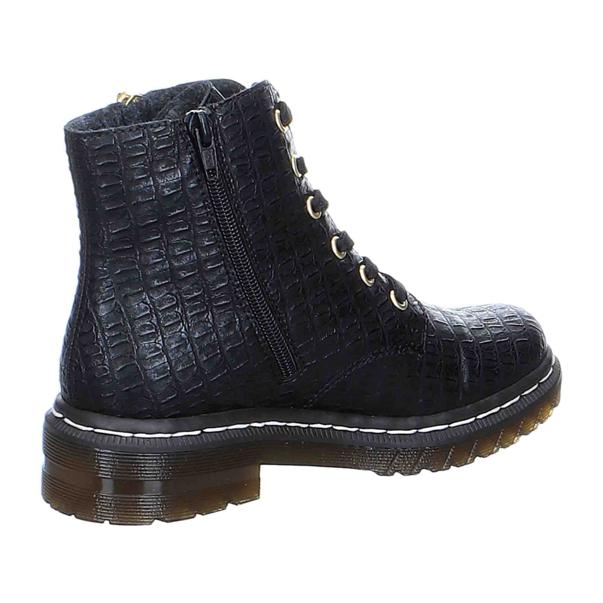 Rieker Women's Black Lace-Up Ankle Boots with Warm Lining for Fall Winter - Bartel-Shop