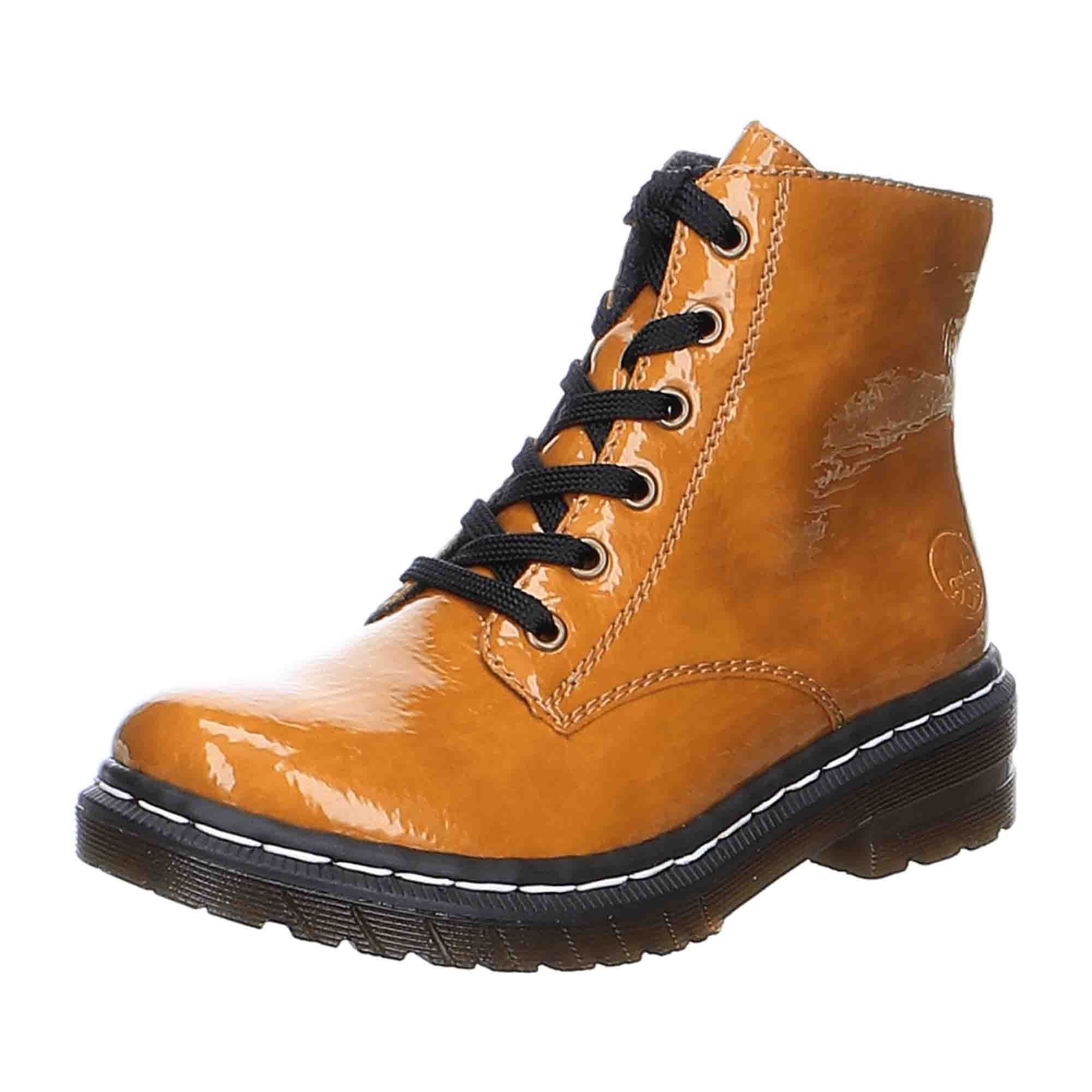 Rieker Women's Yellow Lace-Up Ankle Boots with Soft Textile Lining