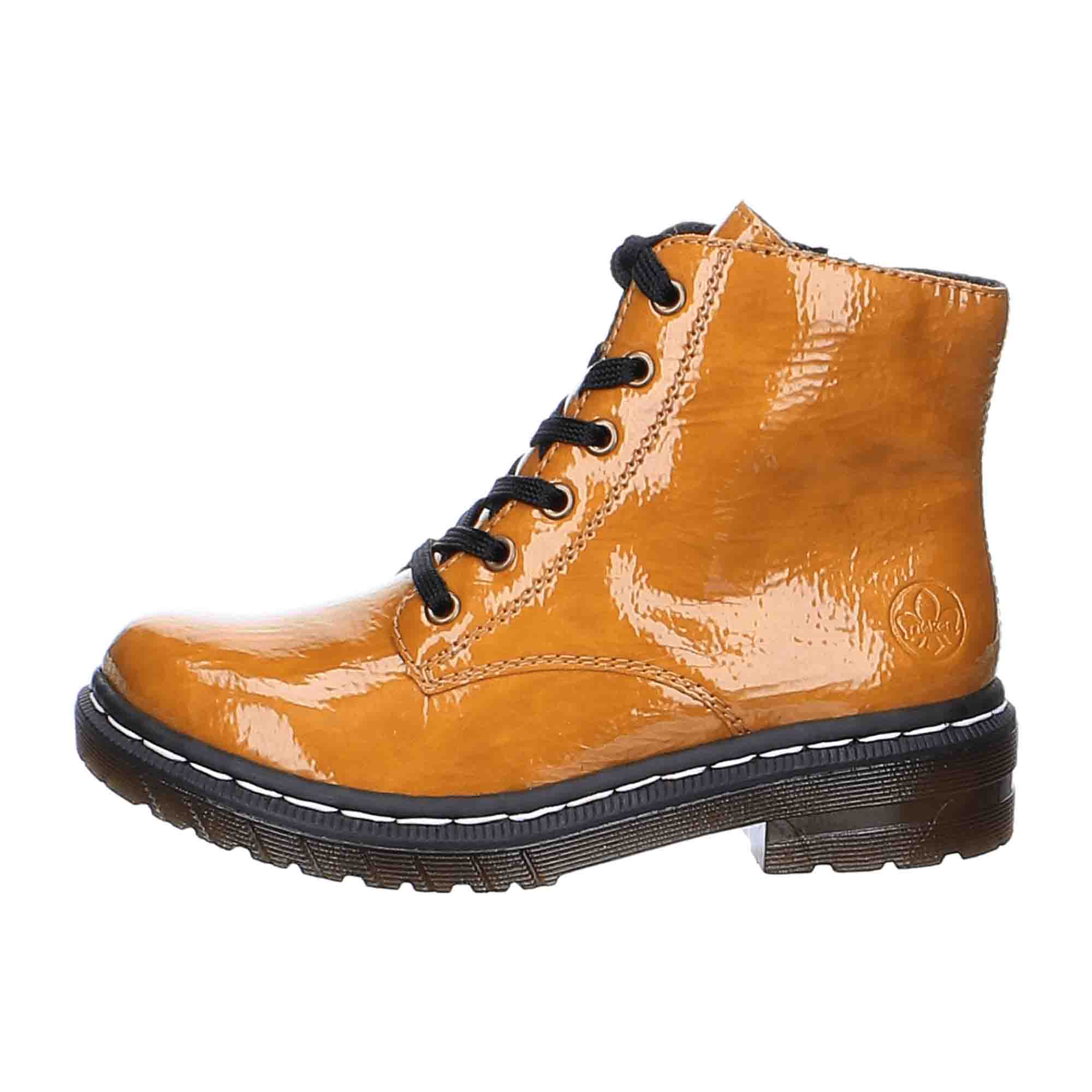 Rieker Women's Yellow Lace-Up Ankle Boots with Soft Textile Lining