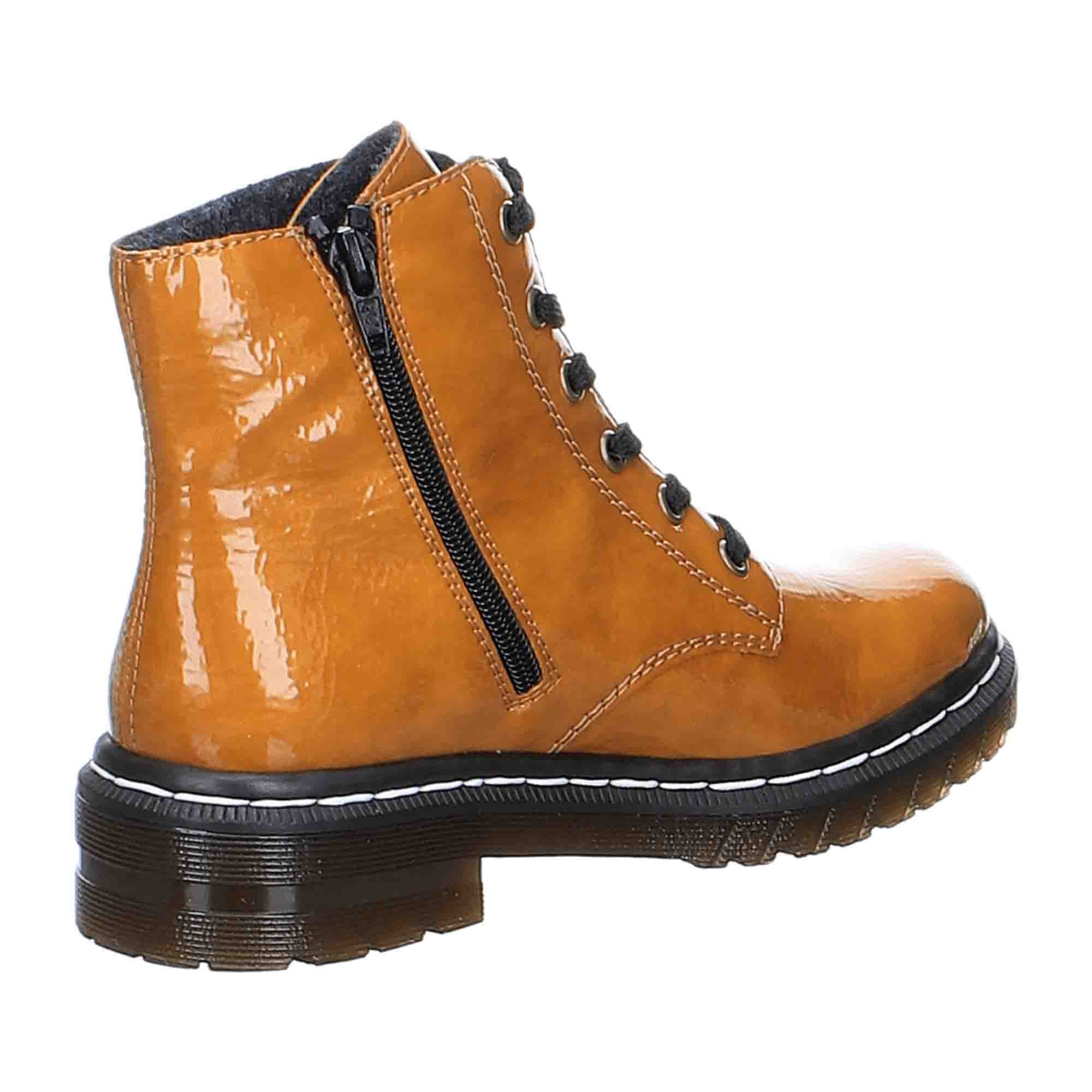 Rieker Women's Yellow Lace-Up Ankle Boots with Soft Textile Lining