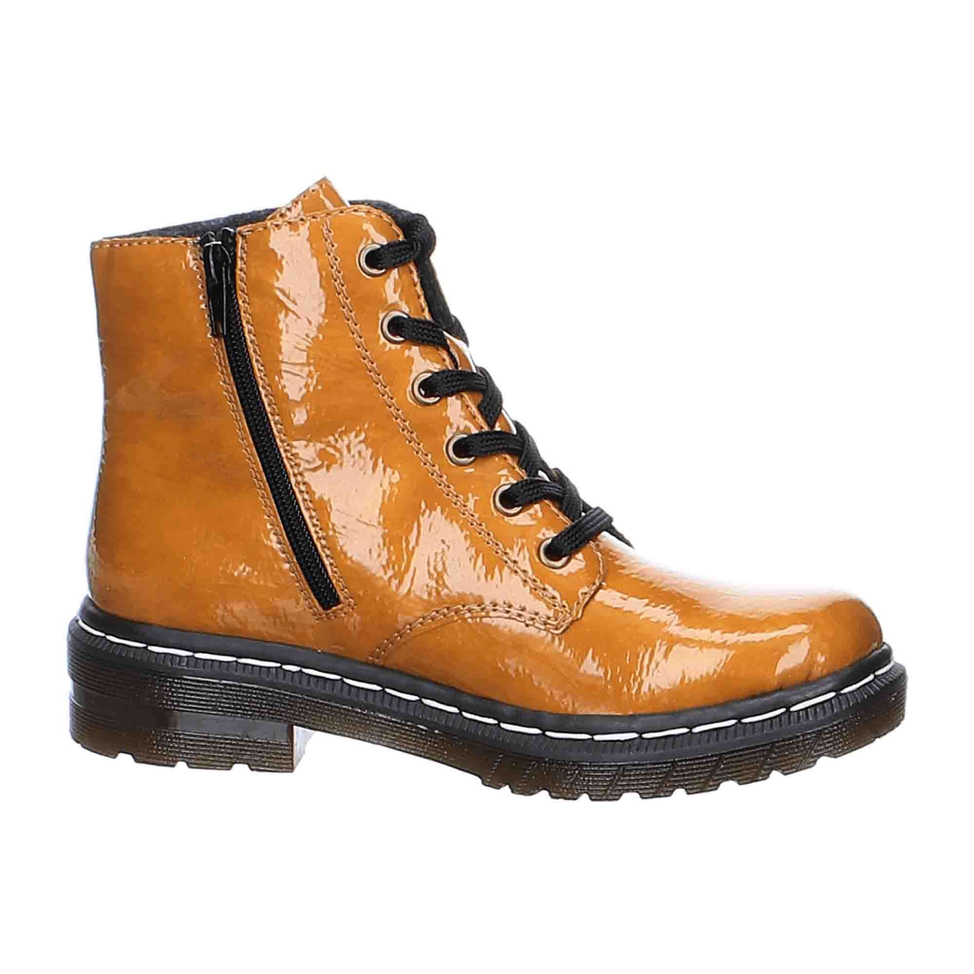 Rieker Women's Yellow Lace-Up Ankle Boots with Soft Textile Lining