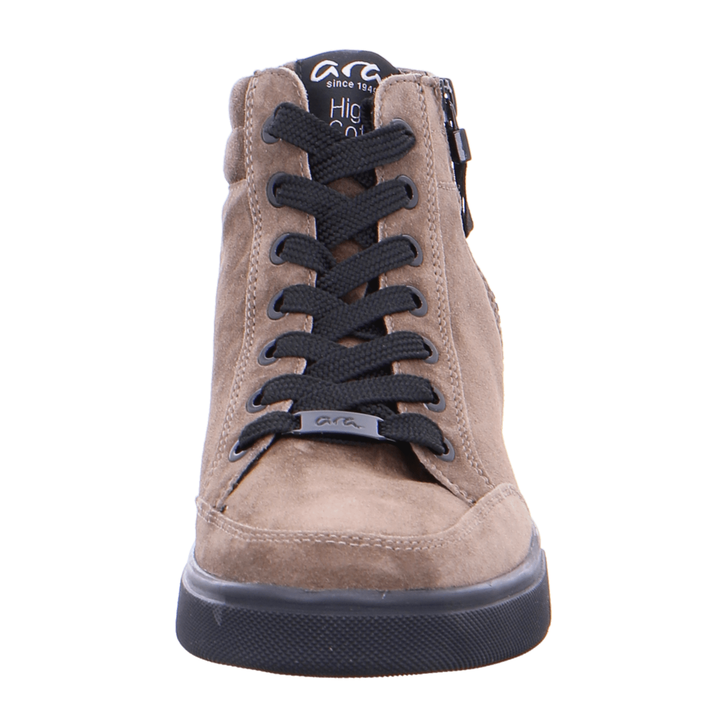 ARA ROM Women's Sneakers in Grey Velour Leather with Lace-Up Closure and Round Toe