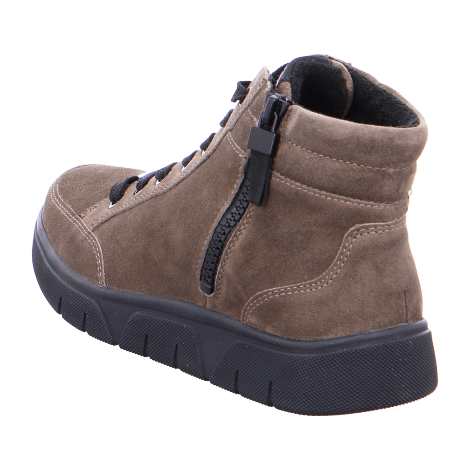 ARA ROM Women's Sneakers in Grey Velour Leather with Lace-Up Closure and Round Toe