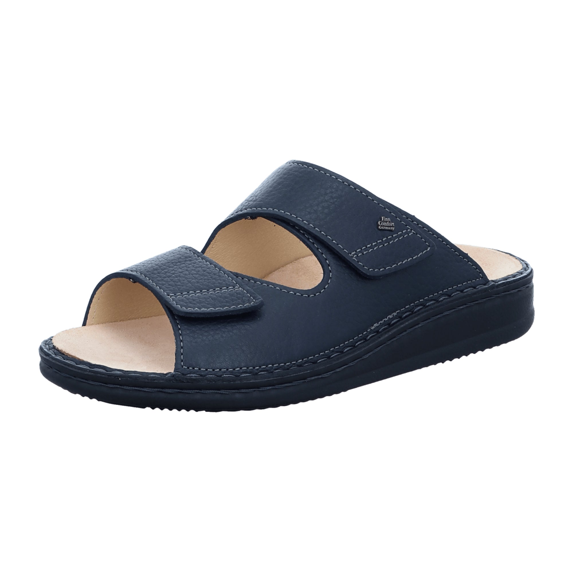 Finn Comfort Riad Men's Slide Sandals - Night Blue, Comfortable Leather Footwear for Summer