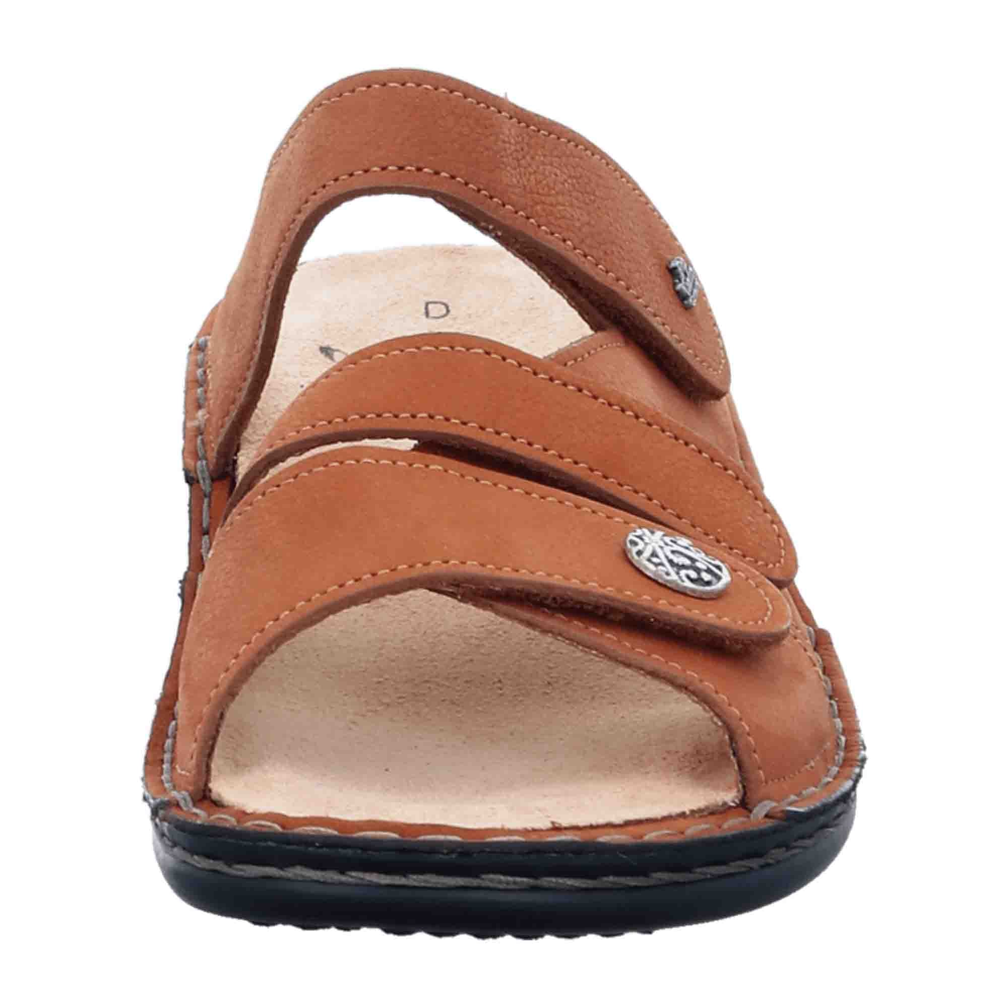 Finn Comfort Ventura-Soft Women's Sandals - Brown Leather Comfort Slide Sandals with Soft Footbed