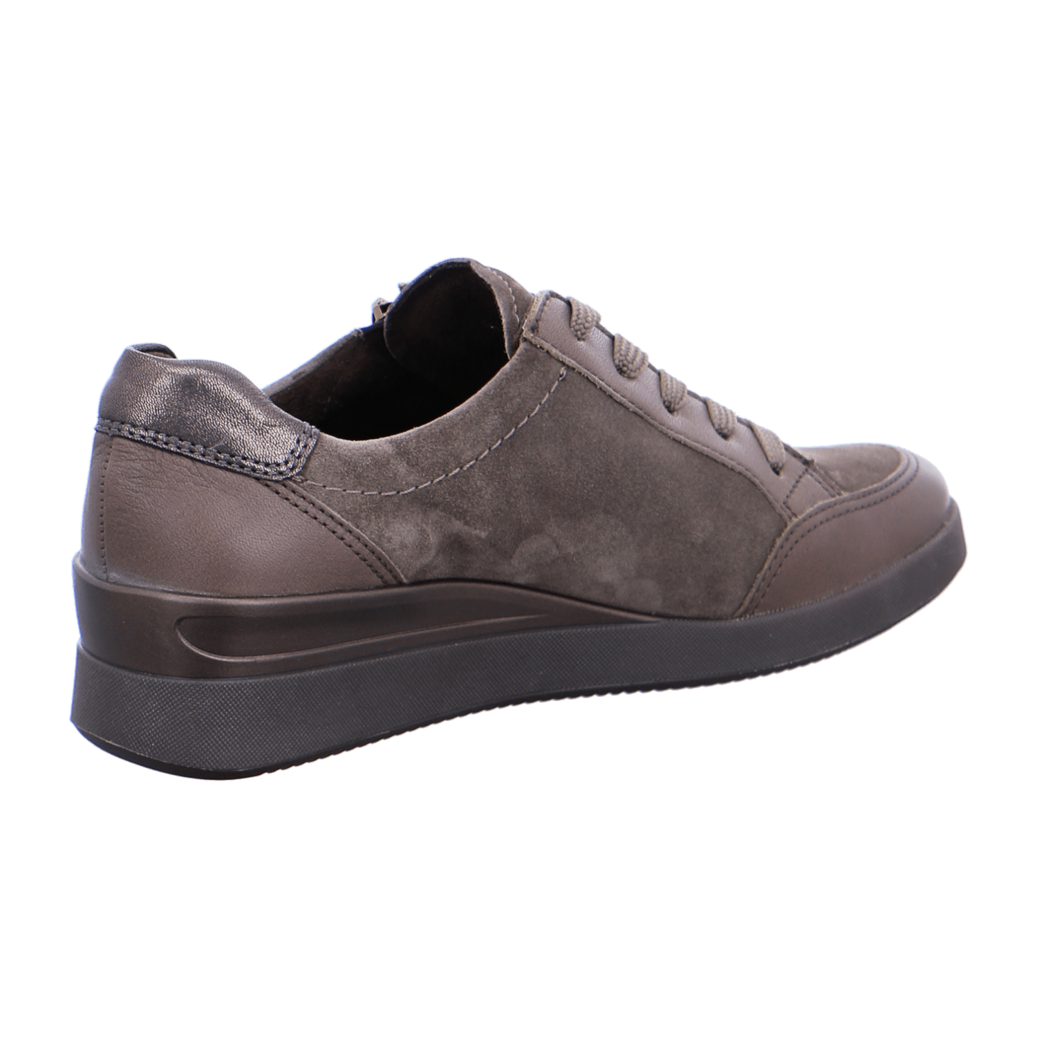 ARA LAZIO Women's Sneakers in Smooth Leather, Grey with Lace-Up Closure and Round Toe