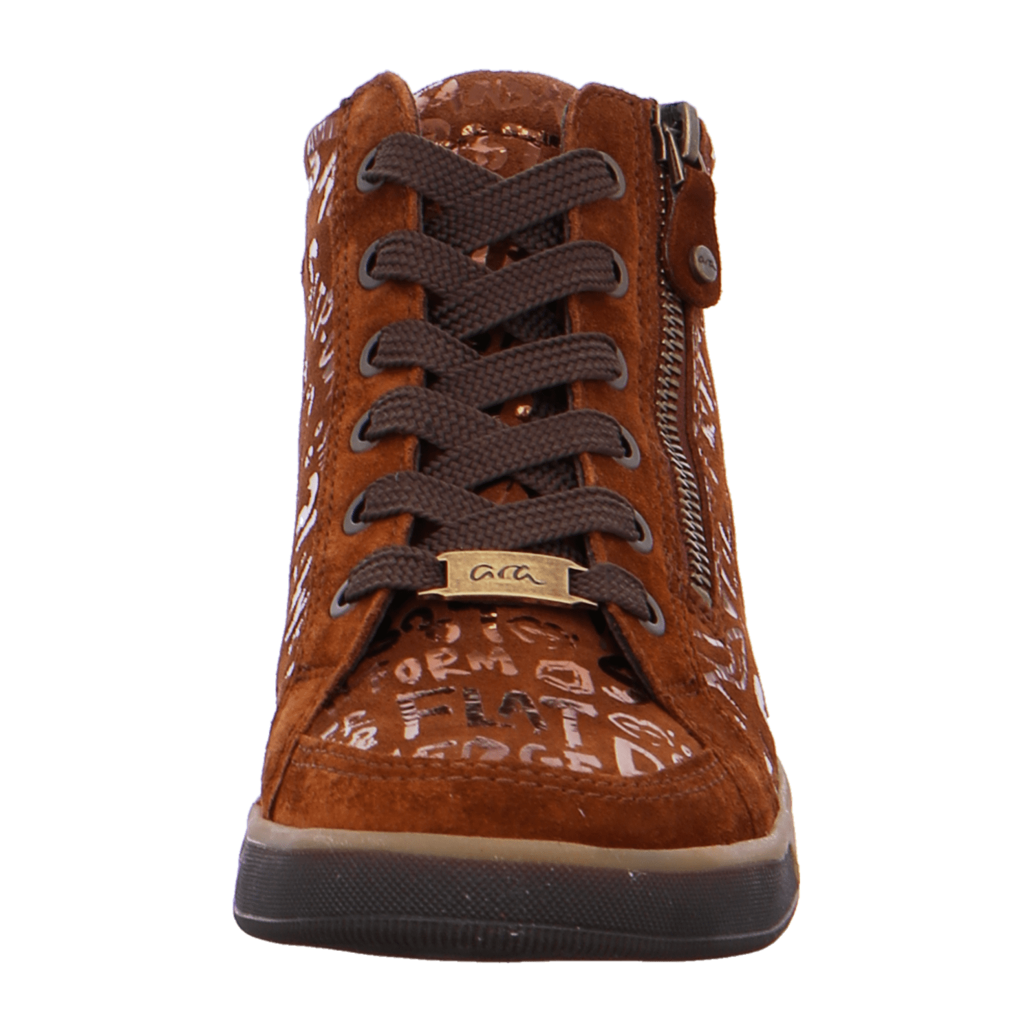 ARA Women's Sneakers in Brown Velour Leather with Lace-Up Closure and Cold-Weather Lined Interior