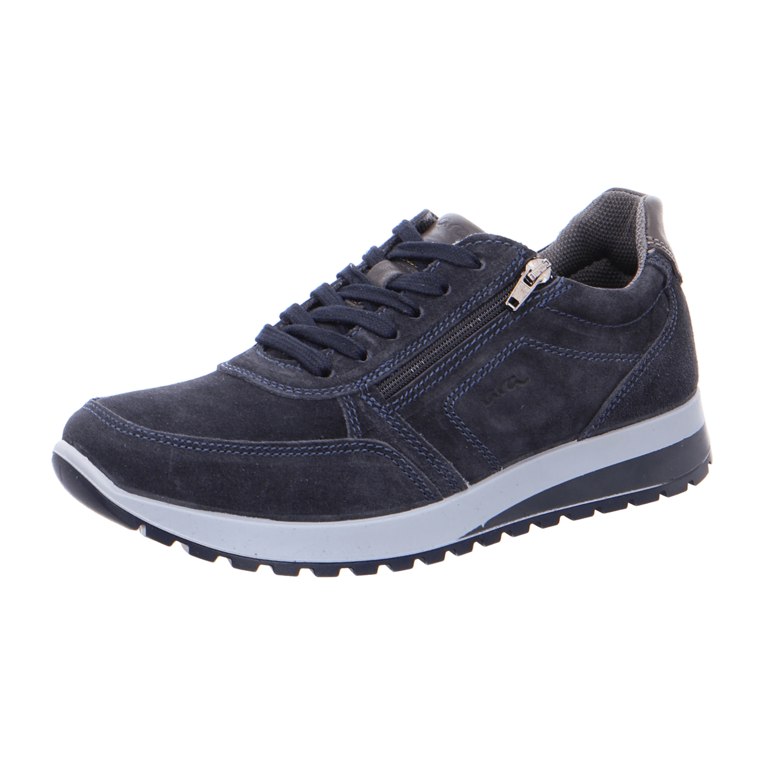 ARA Matteo Men's Derby Shoes in Blue Nubuck Leather with Pull-On Closure and Round Toe