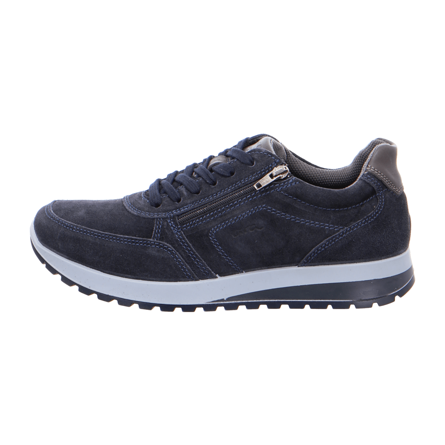 ARA Matteo Men's Derby Shoes in Blue Nubuck Leather with Pull-On Closure and Round Toe