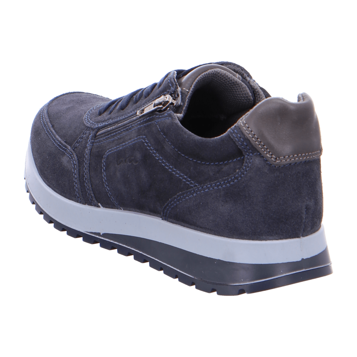 ARA Matteo Men's Derby Shoes in Blue Nubuck Leather with Pull-On Closure and Round Toe