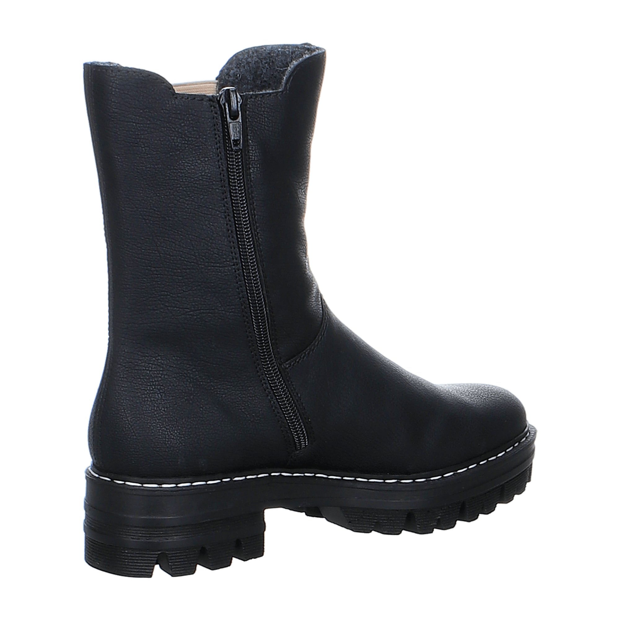 Rieker Women's Black Slip-On Ankle Boots with Zip and Cold Lining
