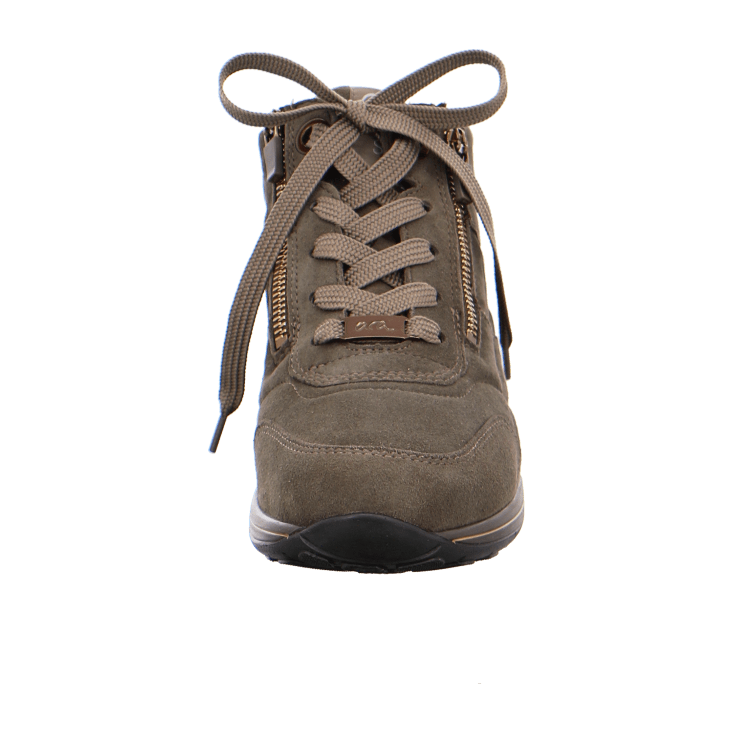 ARA Okto Women's Sneakers in Velour Leather, Lace-Up Shoes with Polyurethane Sole, Cold-Weather Lined in Olive - Bartel-Shop
