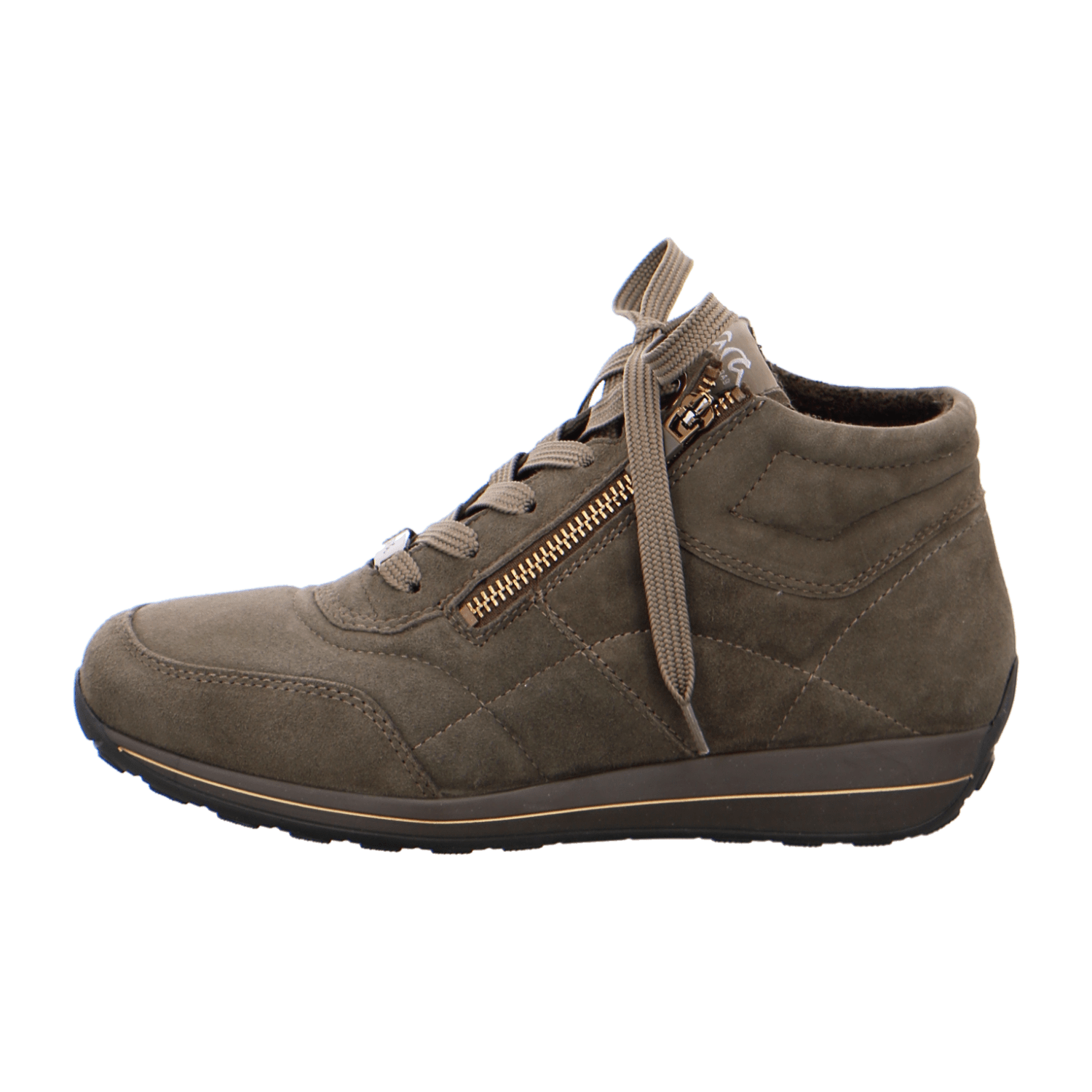 ARA Okto Women's Sneakers in Velour Leather, Lace-Up Shoes with Polyurethane Sole, Cold-Weather Lined in Olive