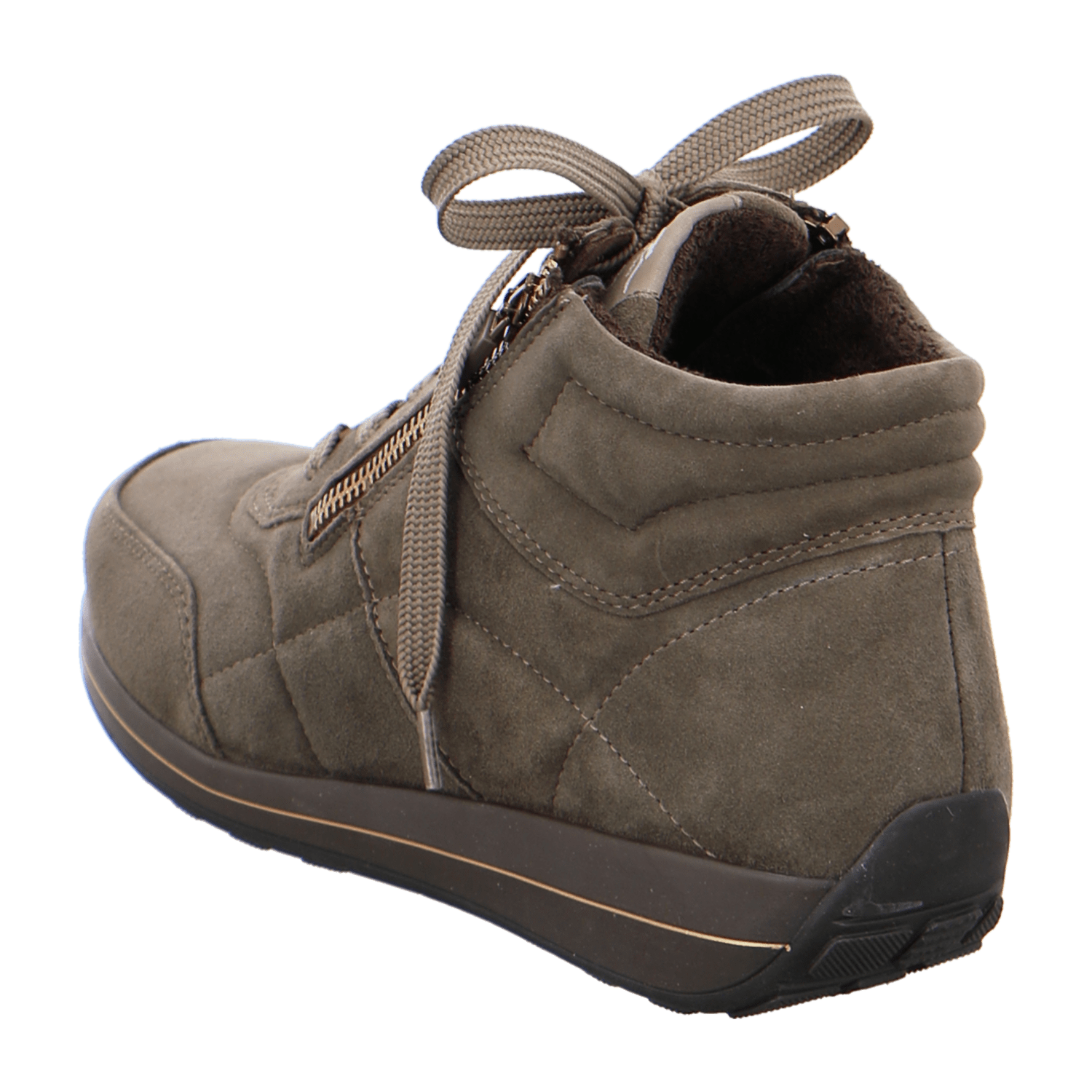 ARA Okto Women's Sneakers in Velour Leather, Lace-Up Shoes with Polyurethane Sole, Cold-Weather Lined in Olive - Bartel-Shop
