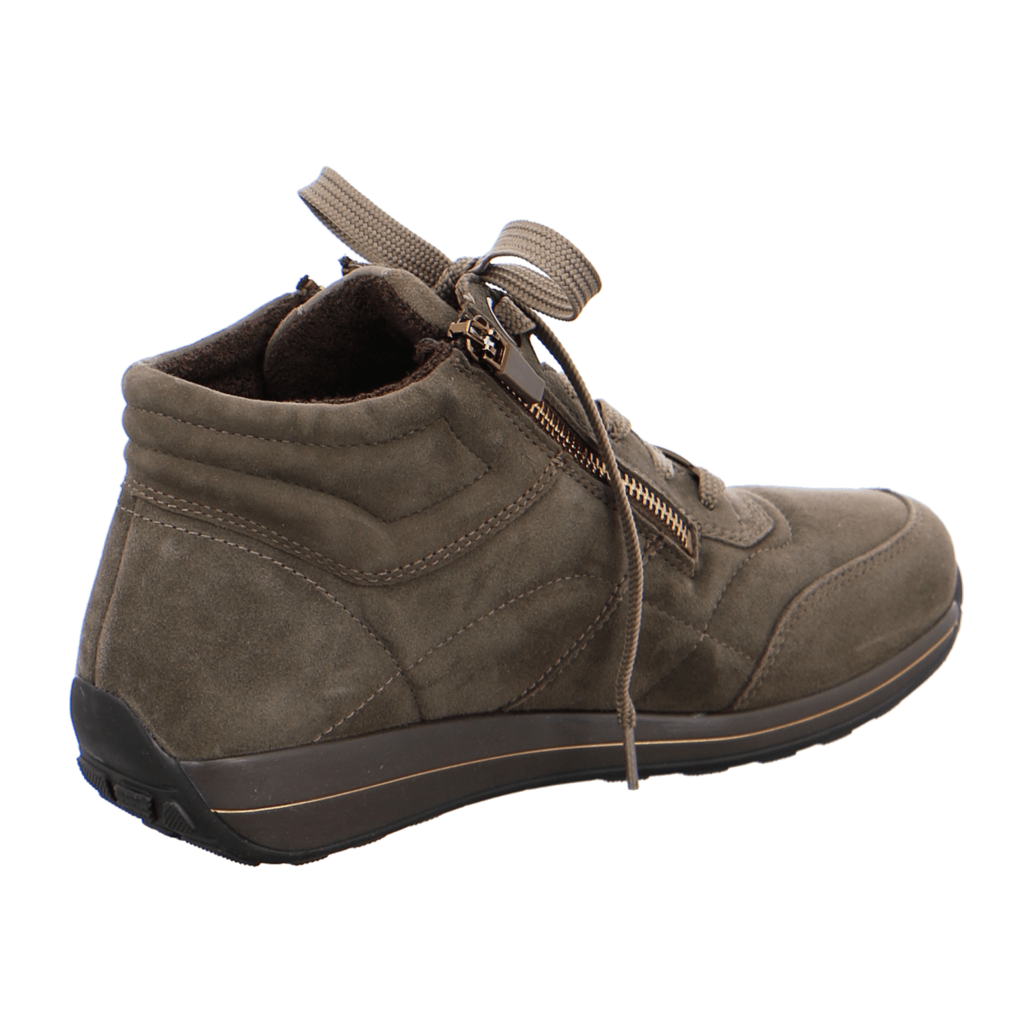 ARA Okto Women's Sneakers in Velour Leather, Lace-Up Shoes with Polyurethane Sole, Cold-Weather Lined in Olive - Bartel-Shop