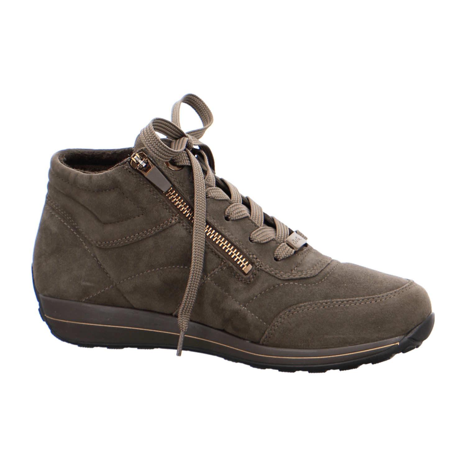 ARA Okto Women's Sneakers in Velour Leather, Lace-Up Shoes with Polyurethane Sole, Cold-Weather Lined in Olive - Bartel-Shop