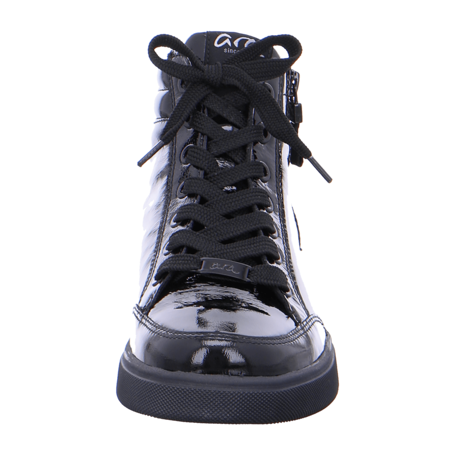 ARA ROM Women's Patent Leather Lace-Up Sneakers in Black