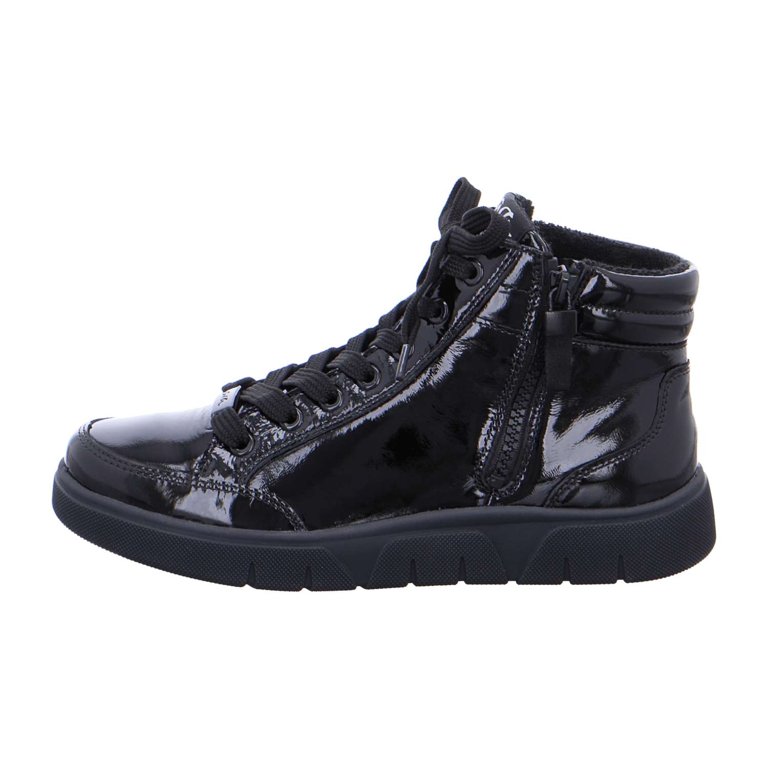 ARA ROM Women's Patent Leather Lace-Up Sneakers in Black