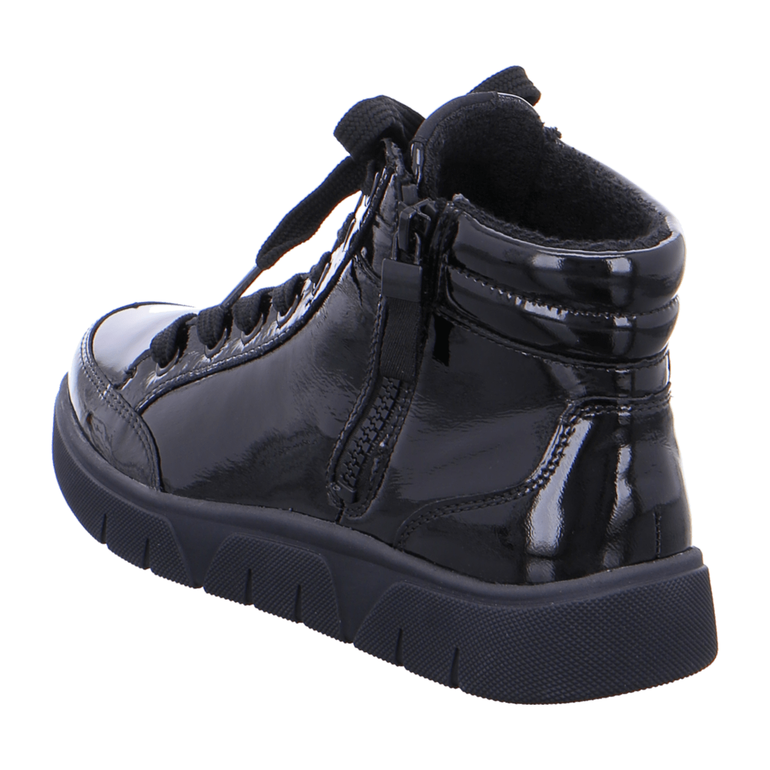 ARA ROM Women's Patent Leather Lace-Up Sneakers in Black