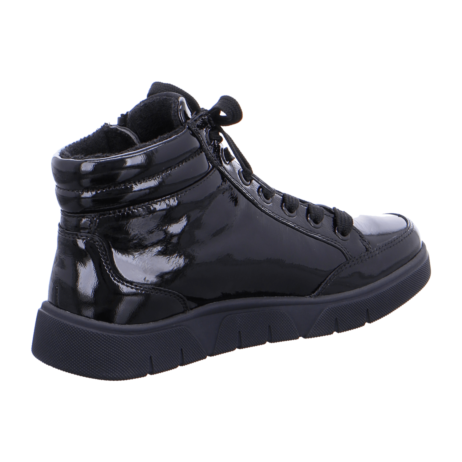 ARA ROM Women's Patent Leather Lace-Up Sneakers in Black