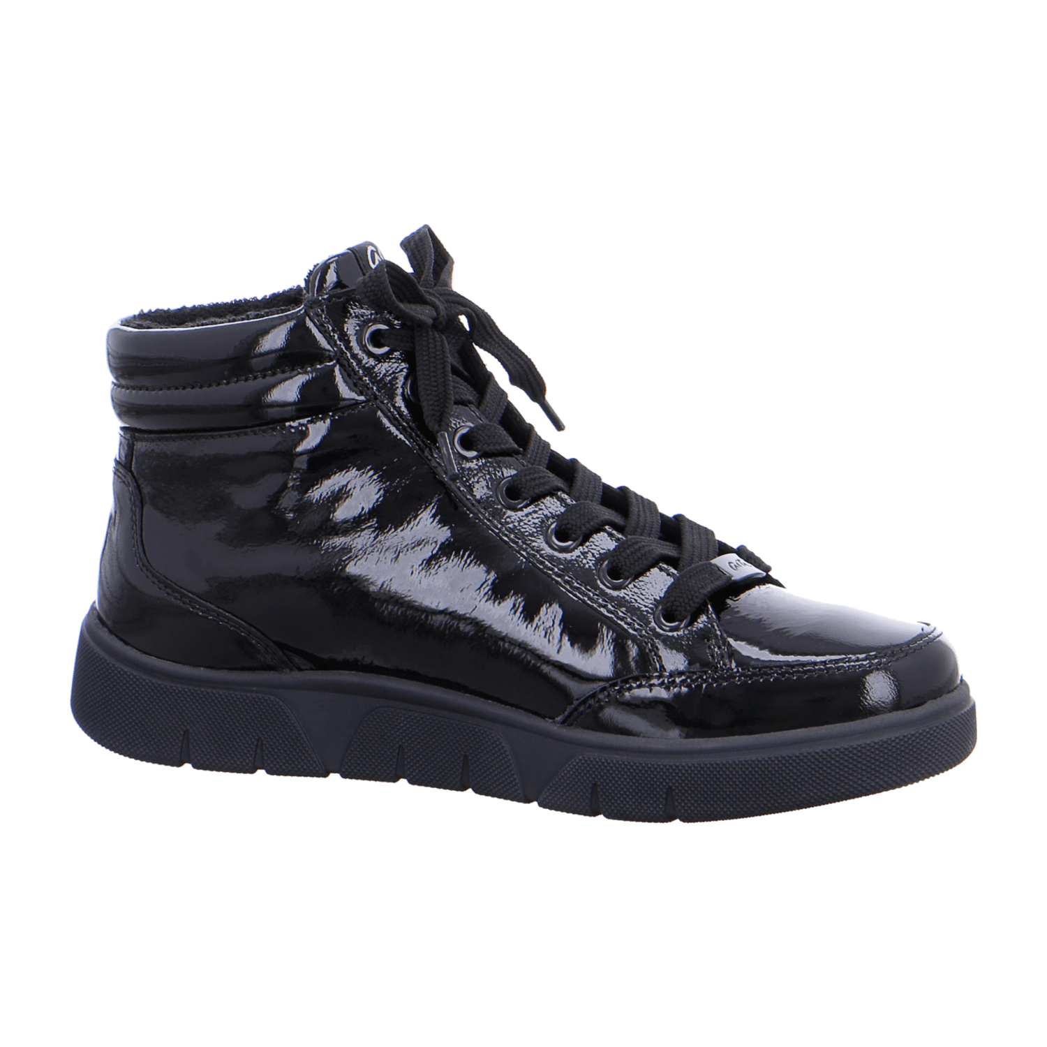 ARA ROM Women's Patent Leather Lace-Up Sneakers in Black