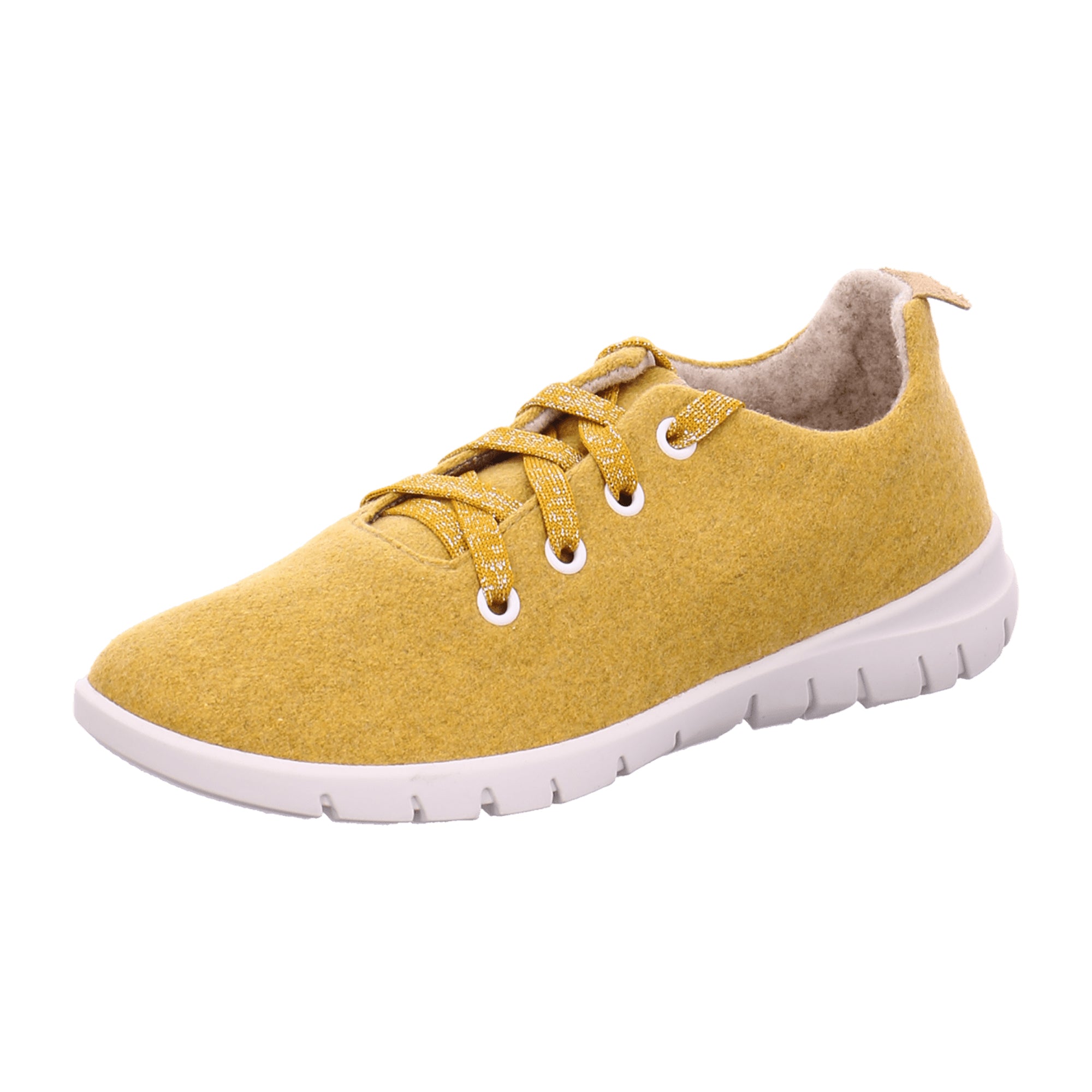 Rohde Women's Yellow Athletic Lace-Up Shoes Casual Flat Textile Sneakers