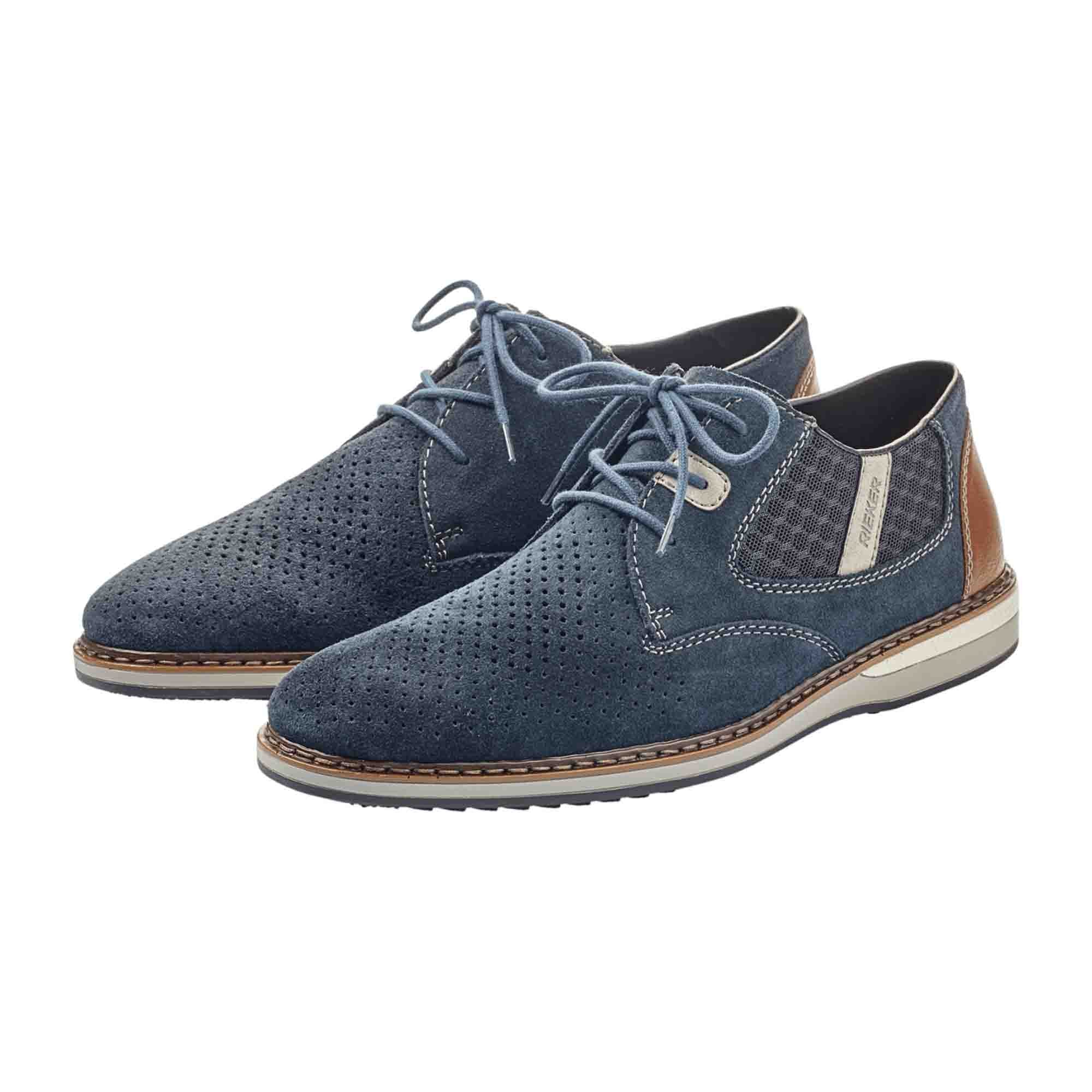 Rieker U Snake J Men's Blue Ankle-High Sneakers with Mesh and Leather