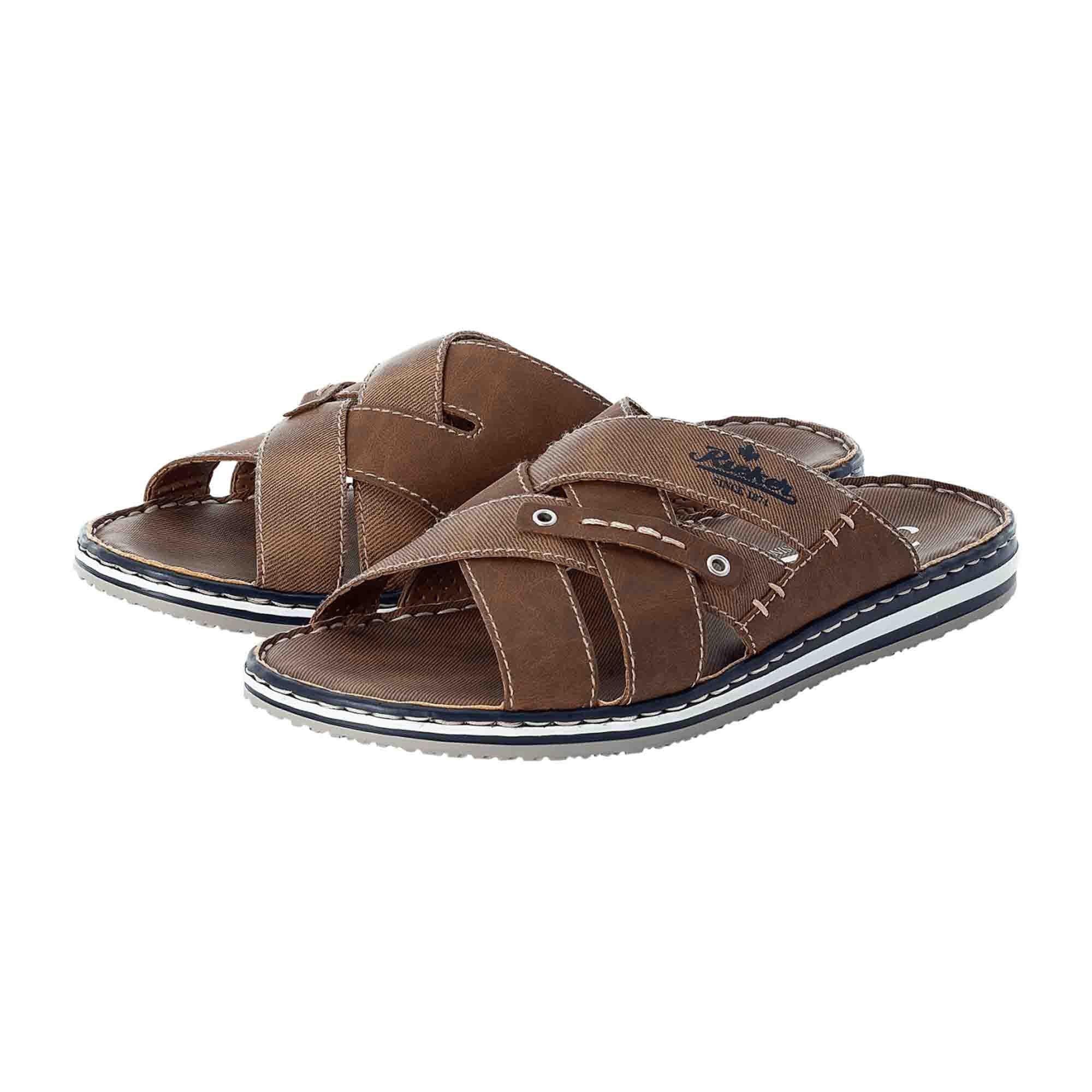 Rieker 21599-24 Brown Slide Sandals for Men Comfortable and Stylish Footwear