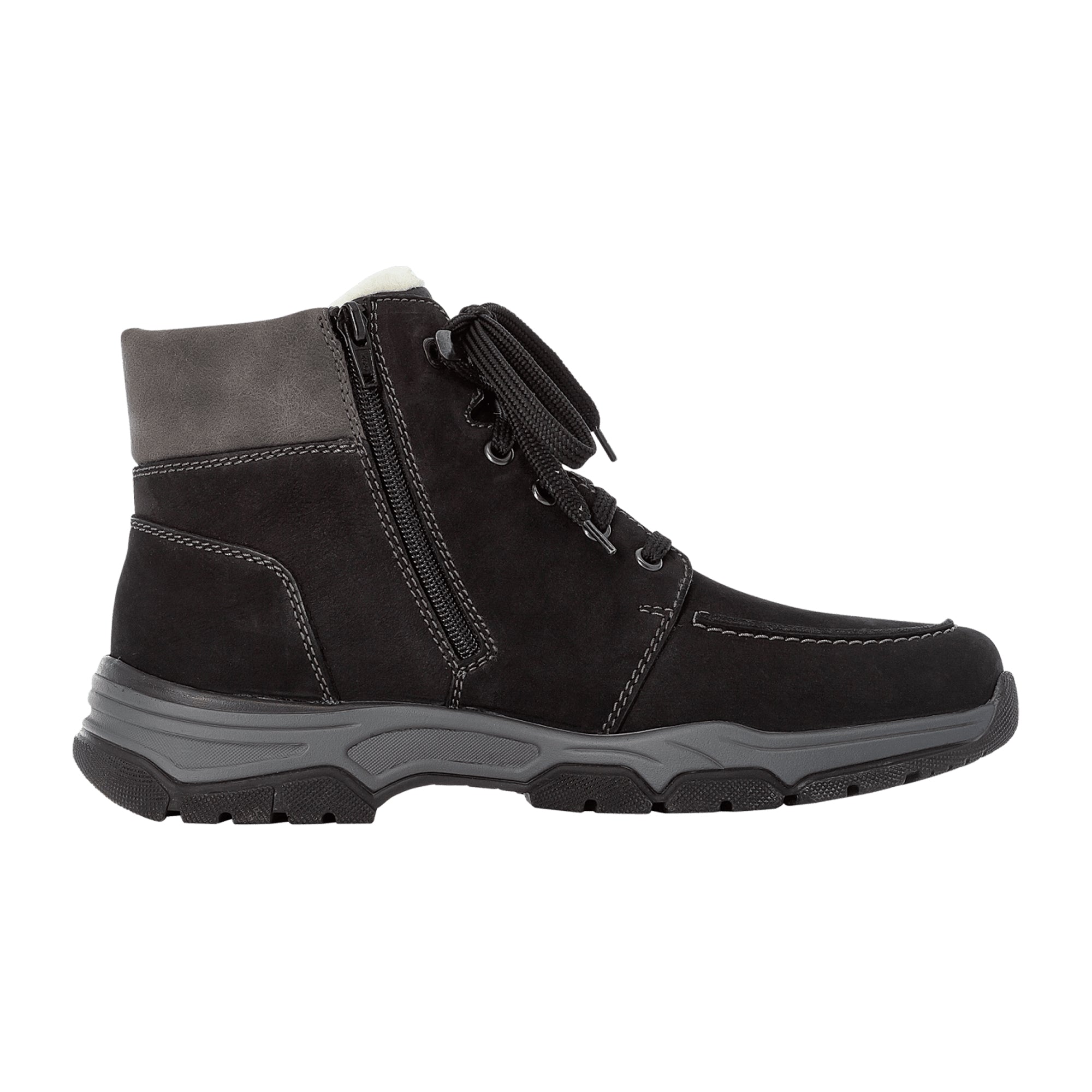 Rieker Men's Black Lace-Up Boots with Warm Lining and Waterproof Membrane