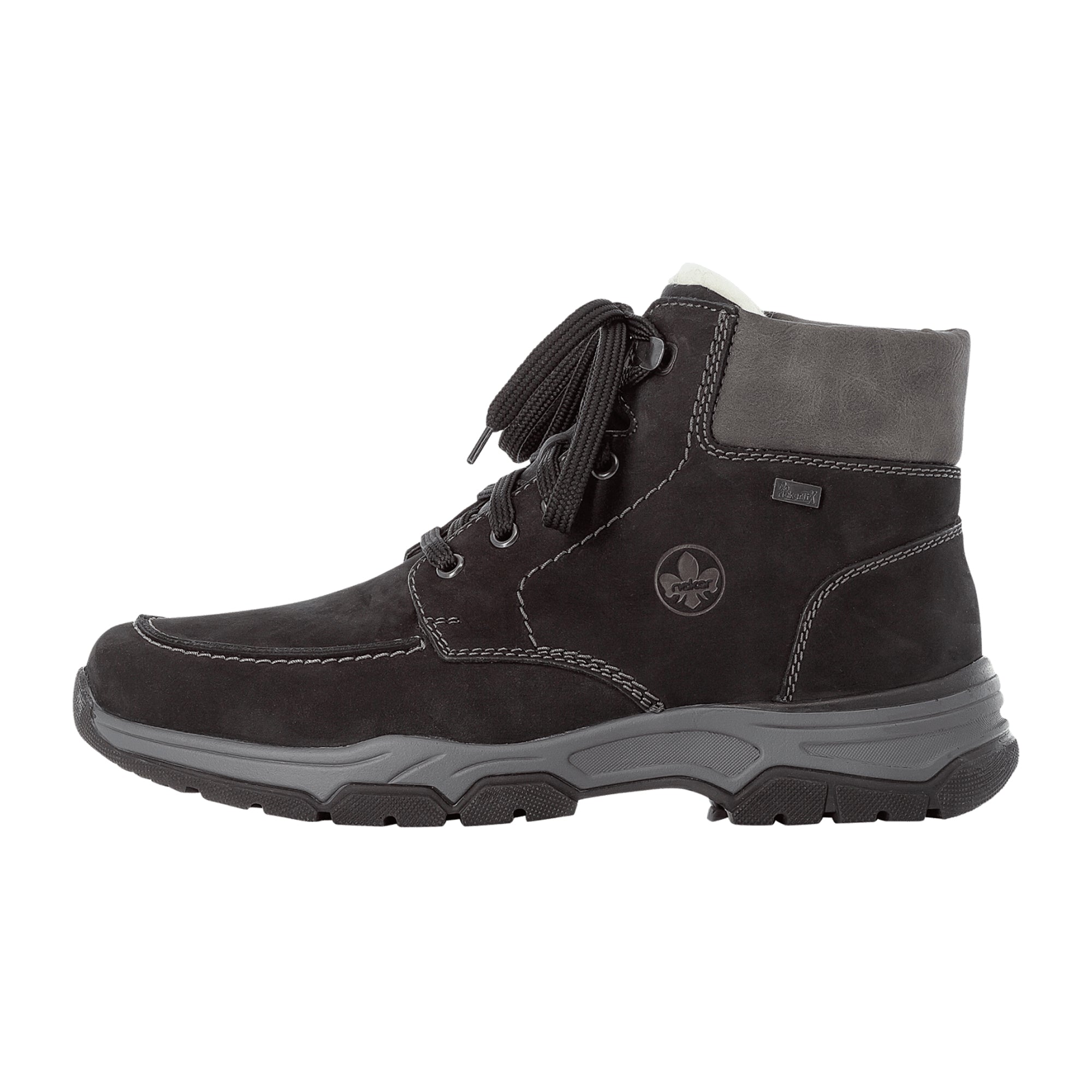 Rieker Men's Black Lace-Up Boots with Warm Lining and Waterproof Membrane
