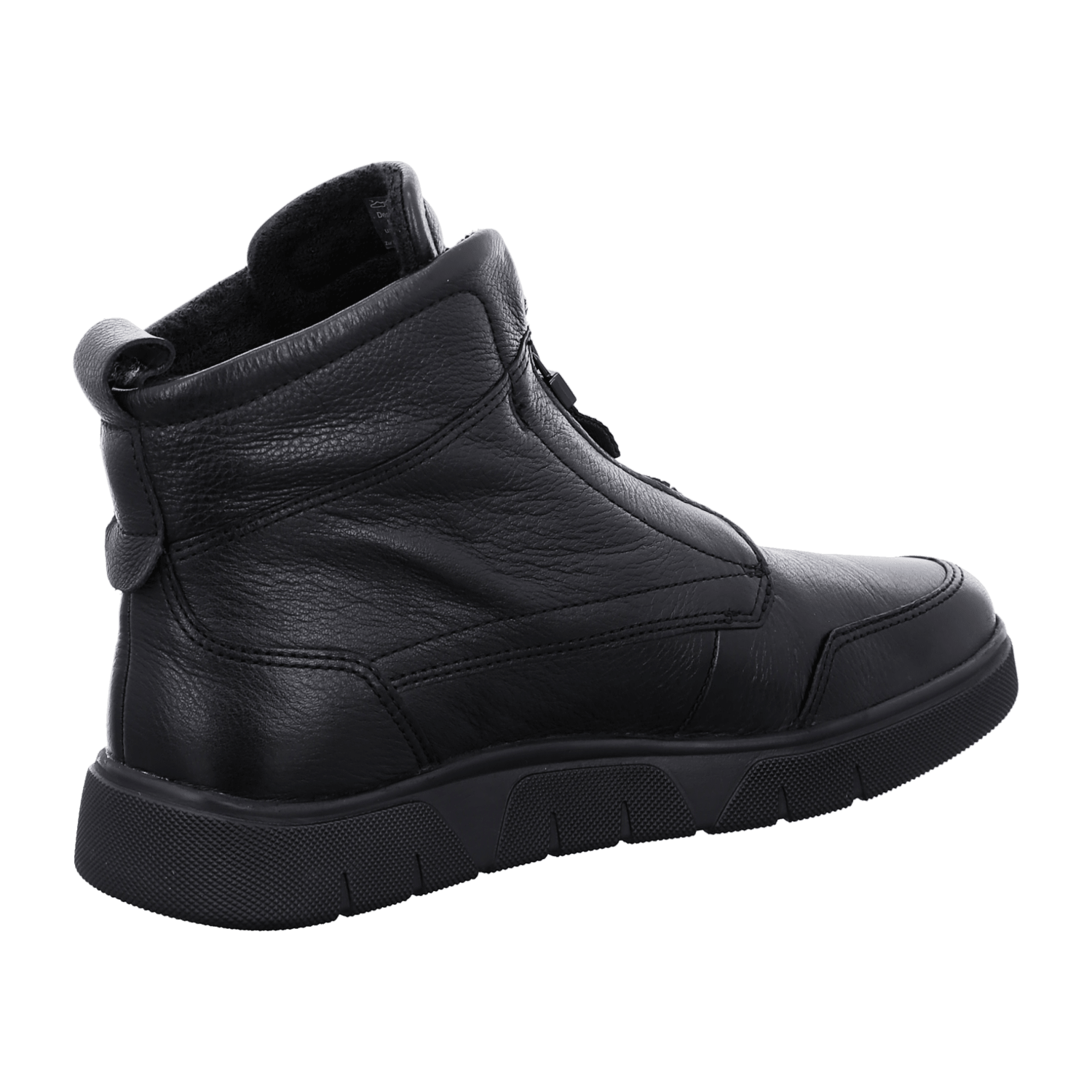 ARA Moon Sneaker for Women in Black Smooth Leather with Zipper and Warm Lining