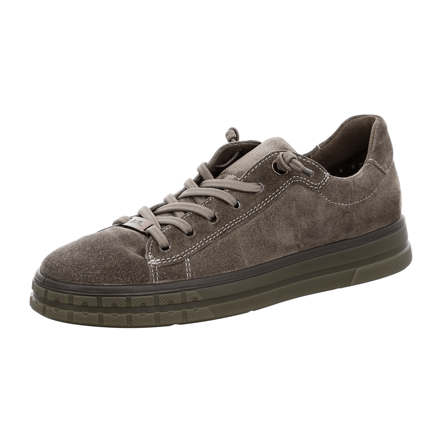 ARA FRISCO Women's Velour Leather Sneakers with Lace-Up in Gray
