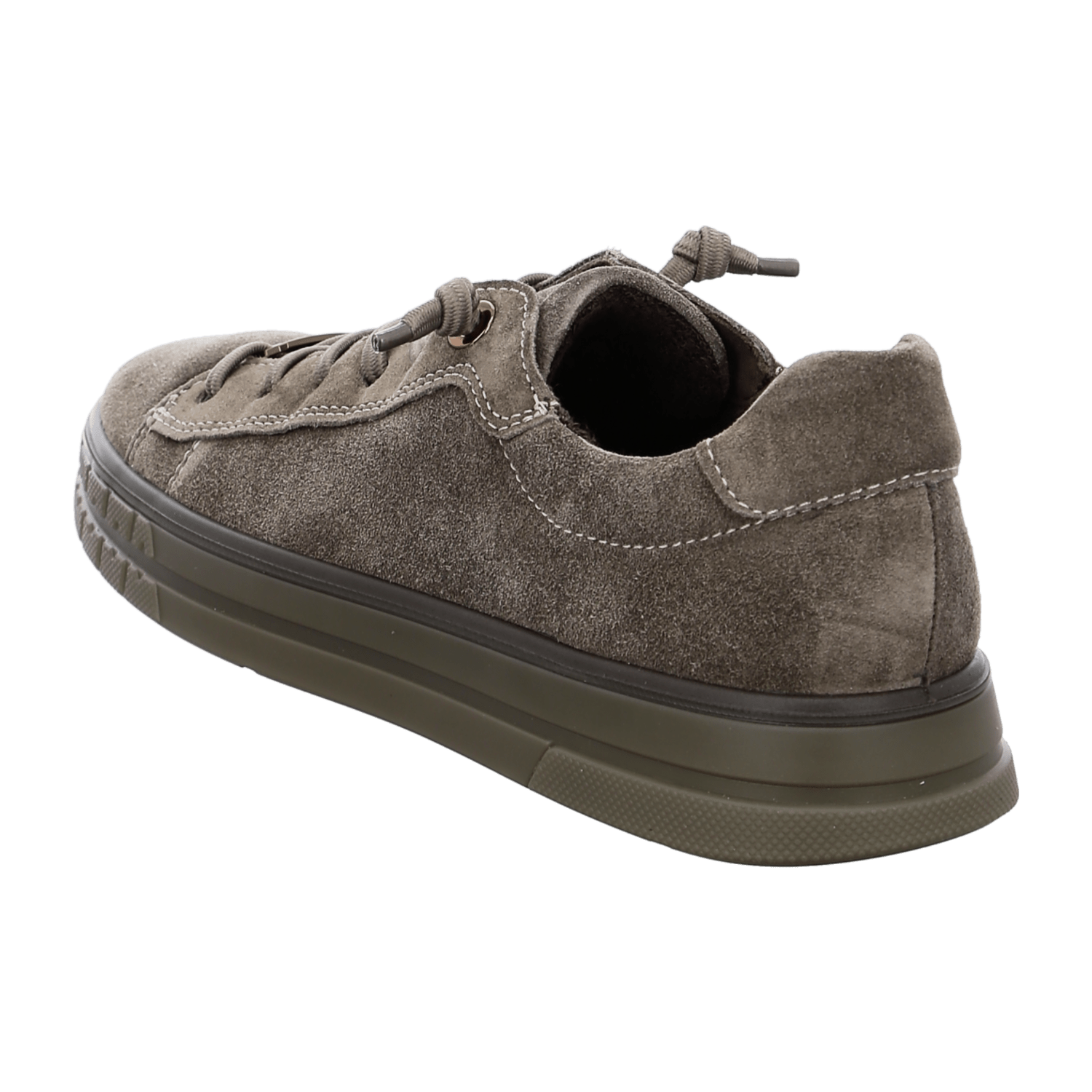 ARA FRISCO Women's Velour Leather Sneakers with Lace-Up in Gray