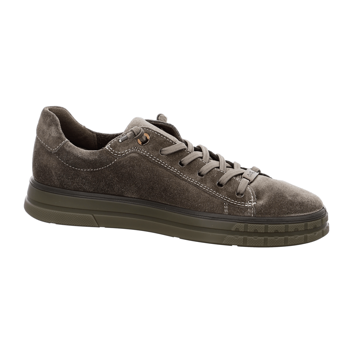 ARA FRISCO Women's Velour Leather Sneakers with Lace-Up in Gray