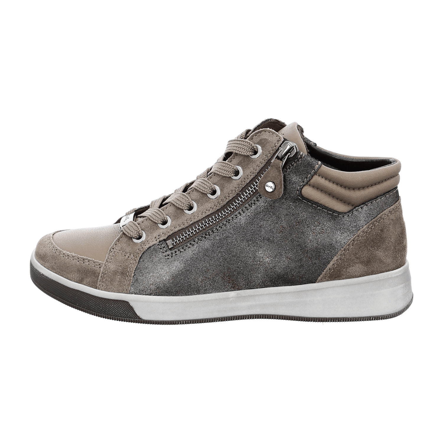 ARA Women's Sneakers in Grey Suede with Lace-Up Closure and Open Toe
