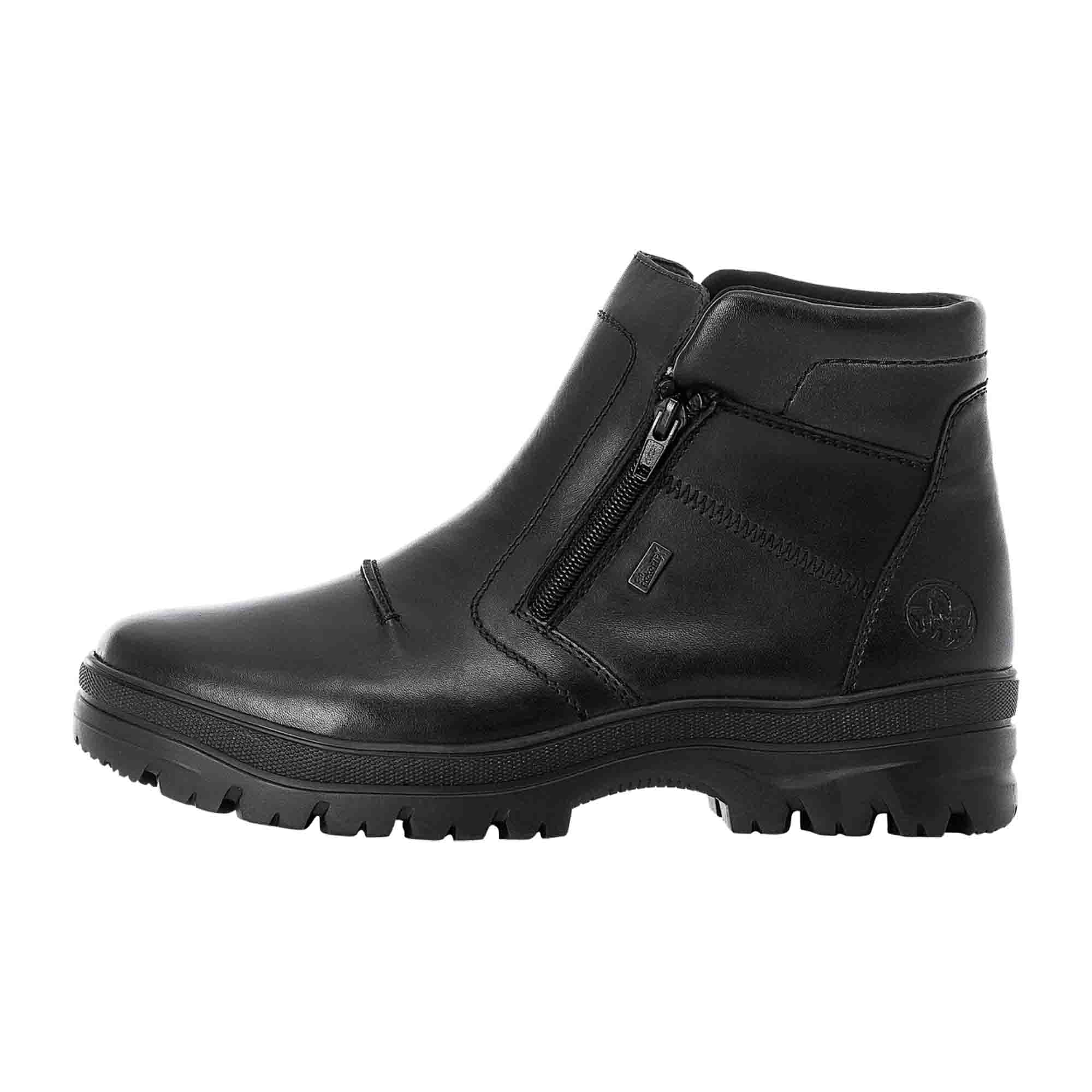 Rieker HWK Men's Black Ankle Boots Warm Water-Resistant with Zip Closure