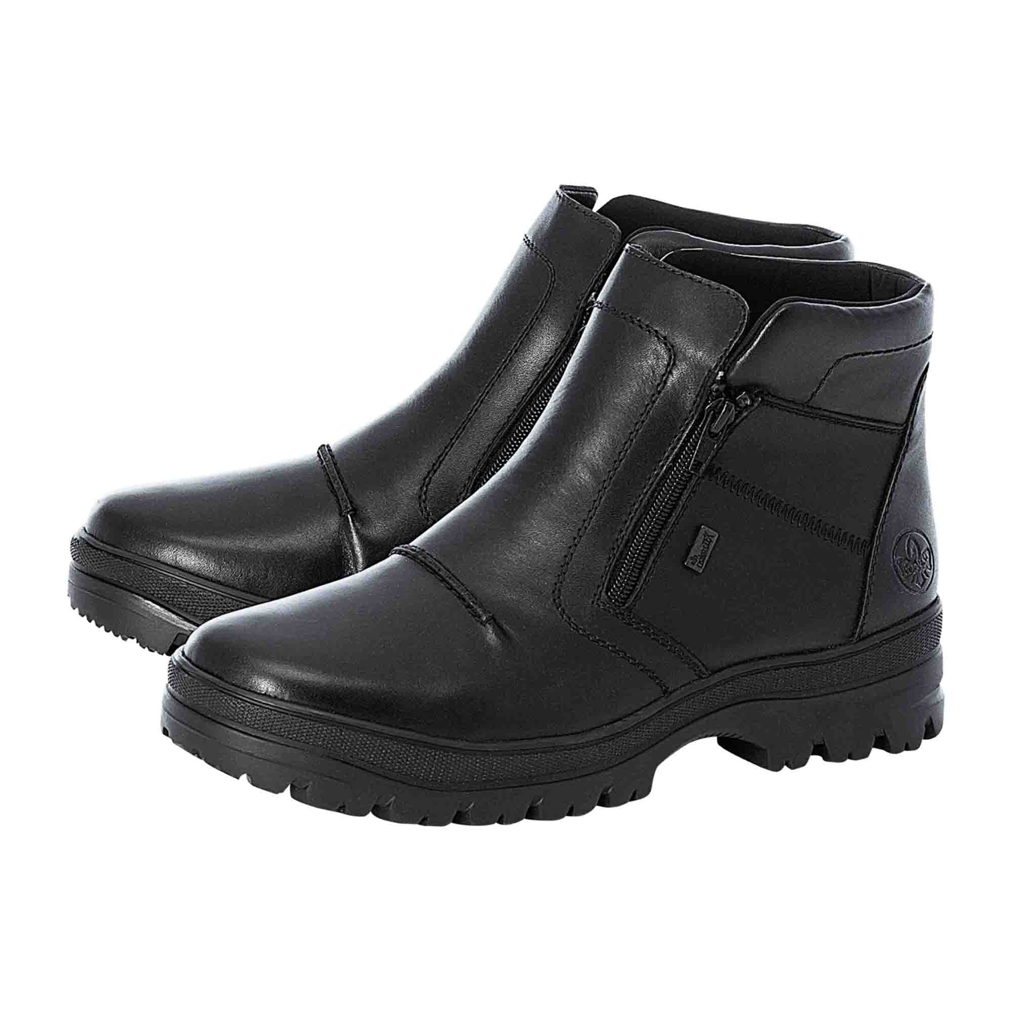 Rieker HWK Men's Black Ankle Boots Warm Water-Resistant with Zip Closure